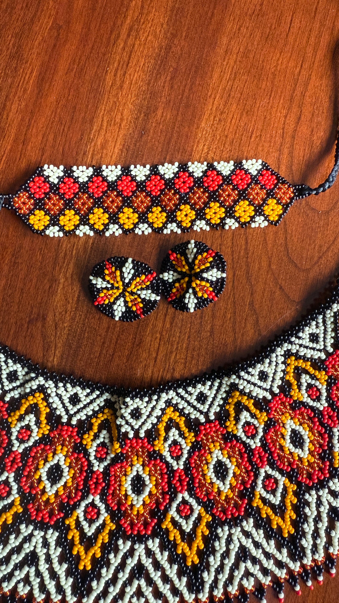 Handmade Beaded Tribal Necklace, Bracelet & Earrings Set "AMAZONIAN" - Limited Edition - ALLE Handbags