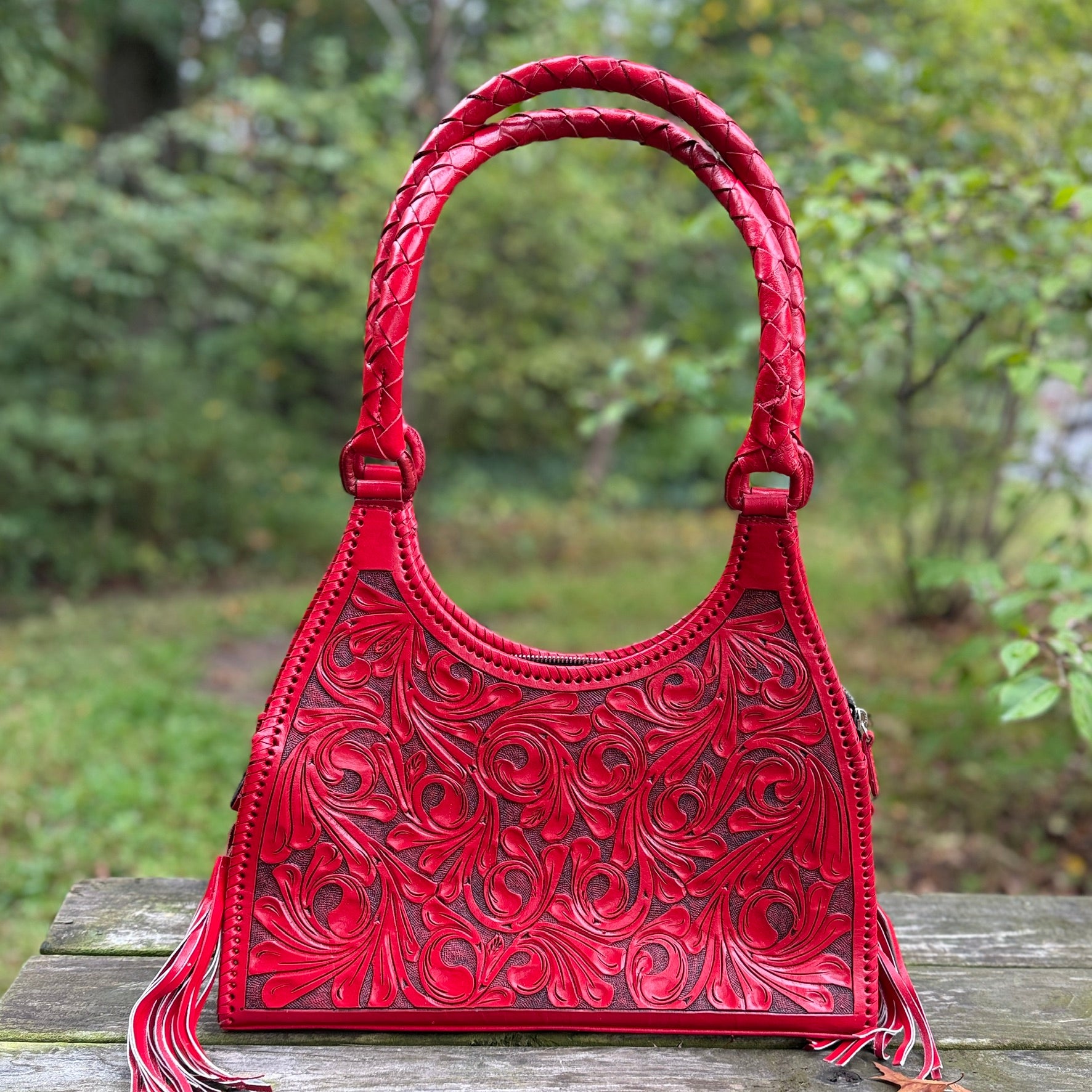 ALLE Hand-Tooled Leather Hobo Bag "LUNA" more Colors - ALLE Handbags