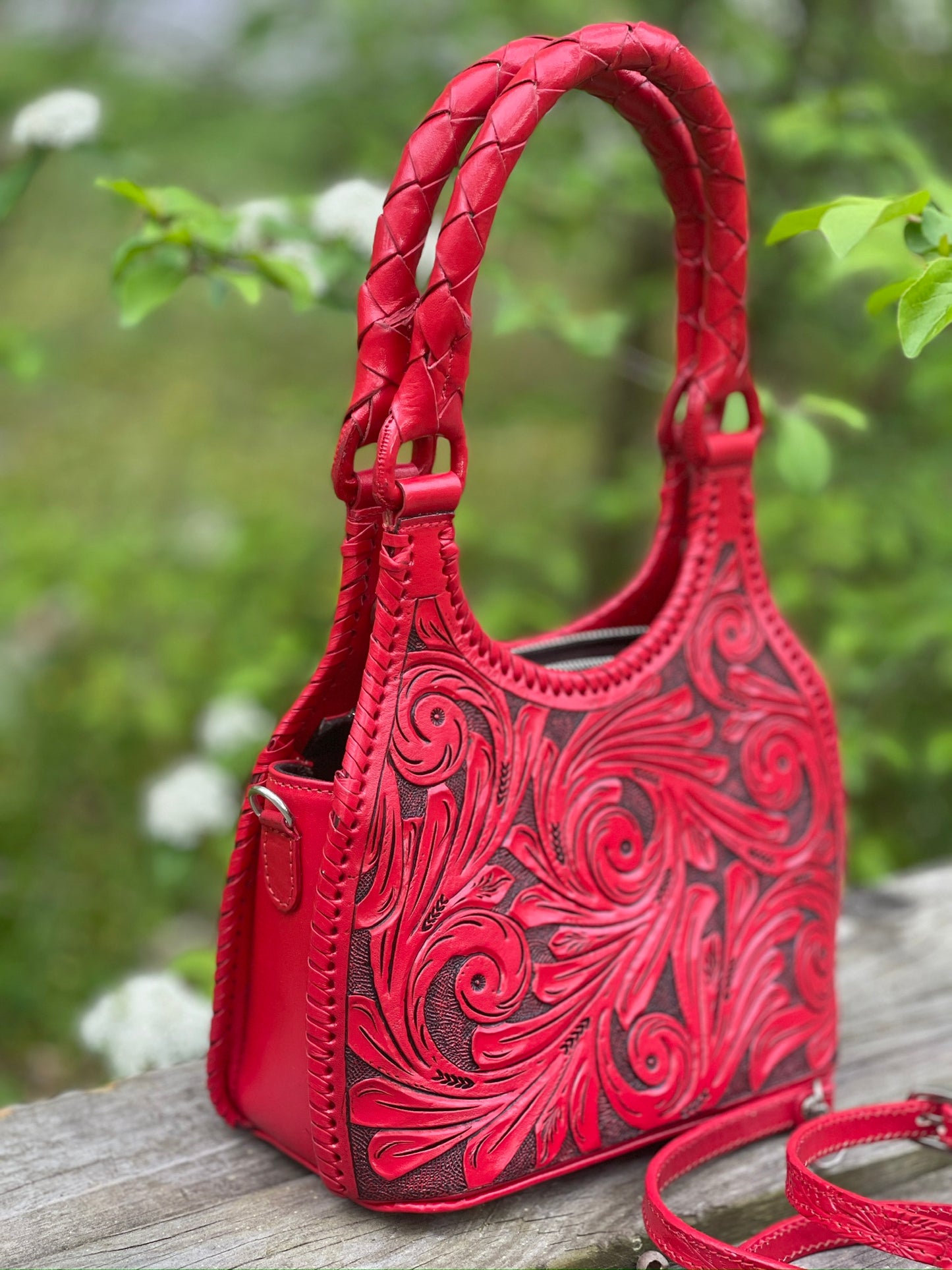 ALLE Hand-Tooled Leather Mini Hobo & Crossbody Bag "LUNA MINI" more colors - ALLE Handbags