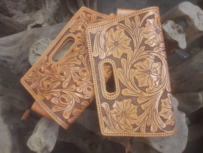 Hand-Tooled Leather Large Clutch Bag "ENVELOPE" by ALLE more Colors - ALLE Handbags