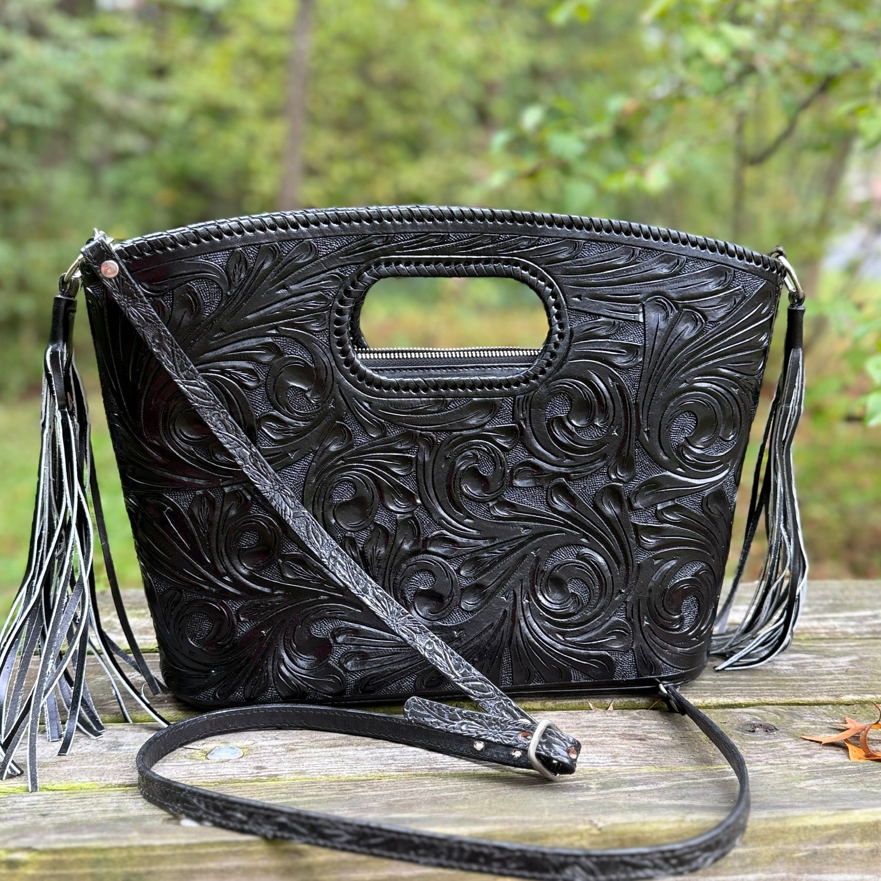 Hand Tooled Leather Tote "TUBO" by ALLE, more Colors - ALLE Handbags