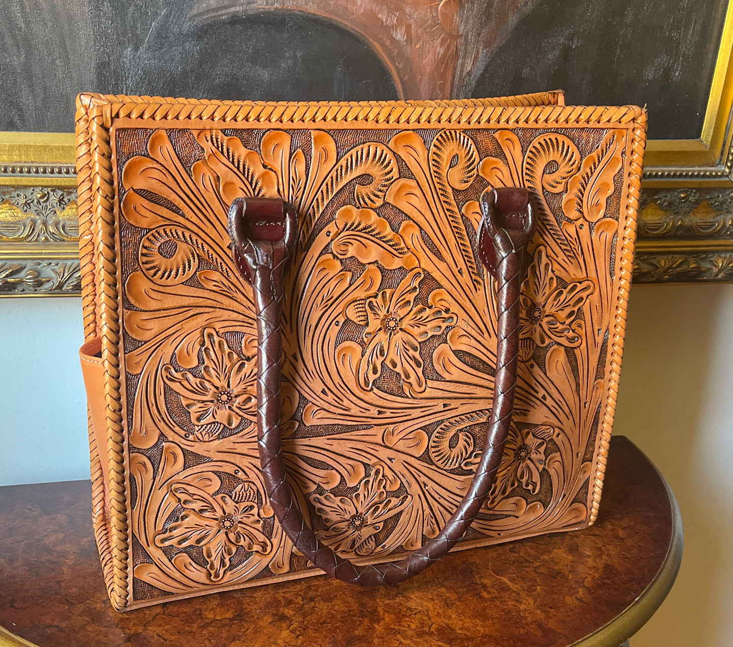 Hand Tooled Leather Large Tote "MARCUS" by ALLE - ALLE Handbags