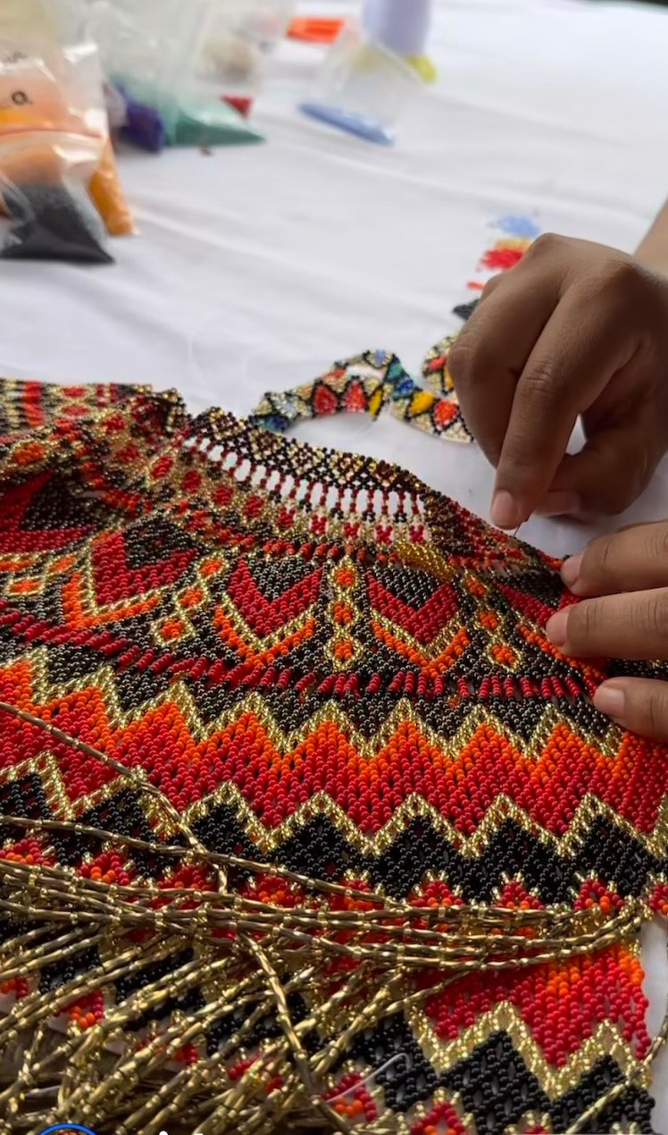 Handmade Beadwork Tribal Necklace & Earrings Set "TRIBU" - Limited Edition