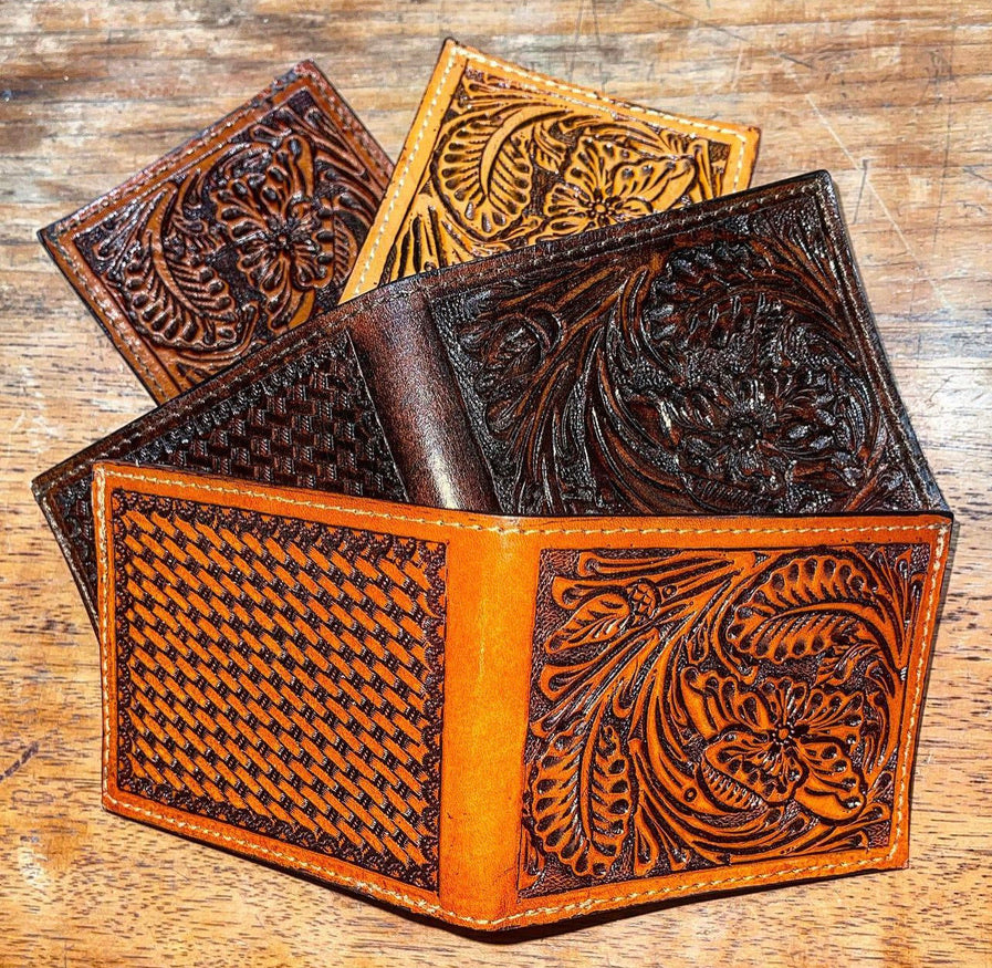 Hand Tooled Leather Wallet, WALLET BOTON by ALLE