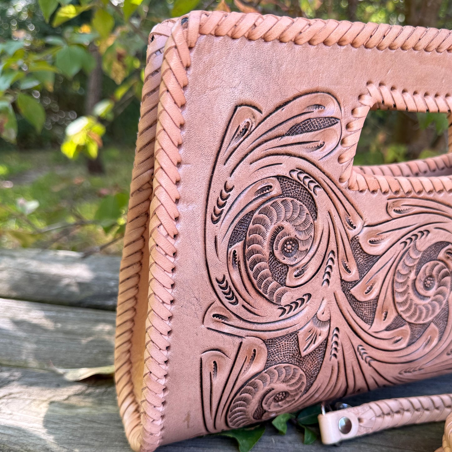 Hand-Tooled Leather Small Clutch & Crossbody "JENNY" by ALLE – Western Style Purse