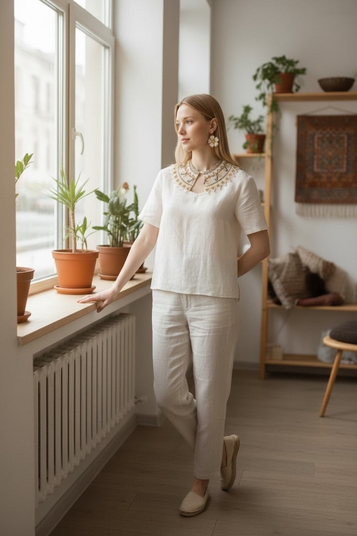 Handmade Beaded Tribal Necklace & Earrings Set "GRECO" - Limited Edition