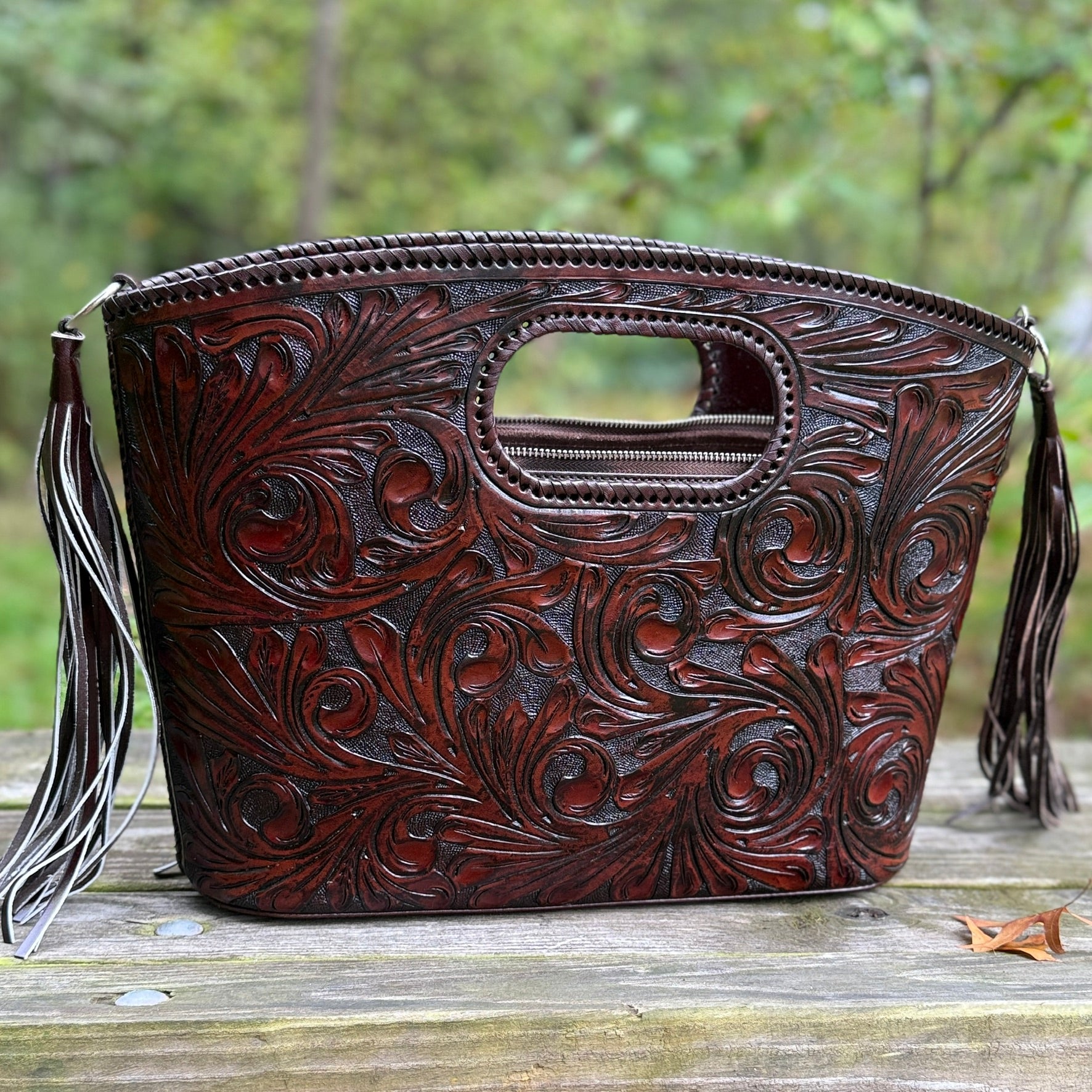 Hand Tooled Leather Tote "TUBO" by ALLE, more Colors - ALLE Handbags