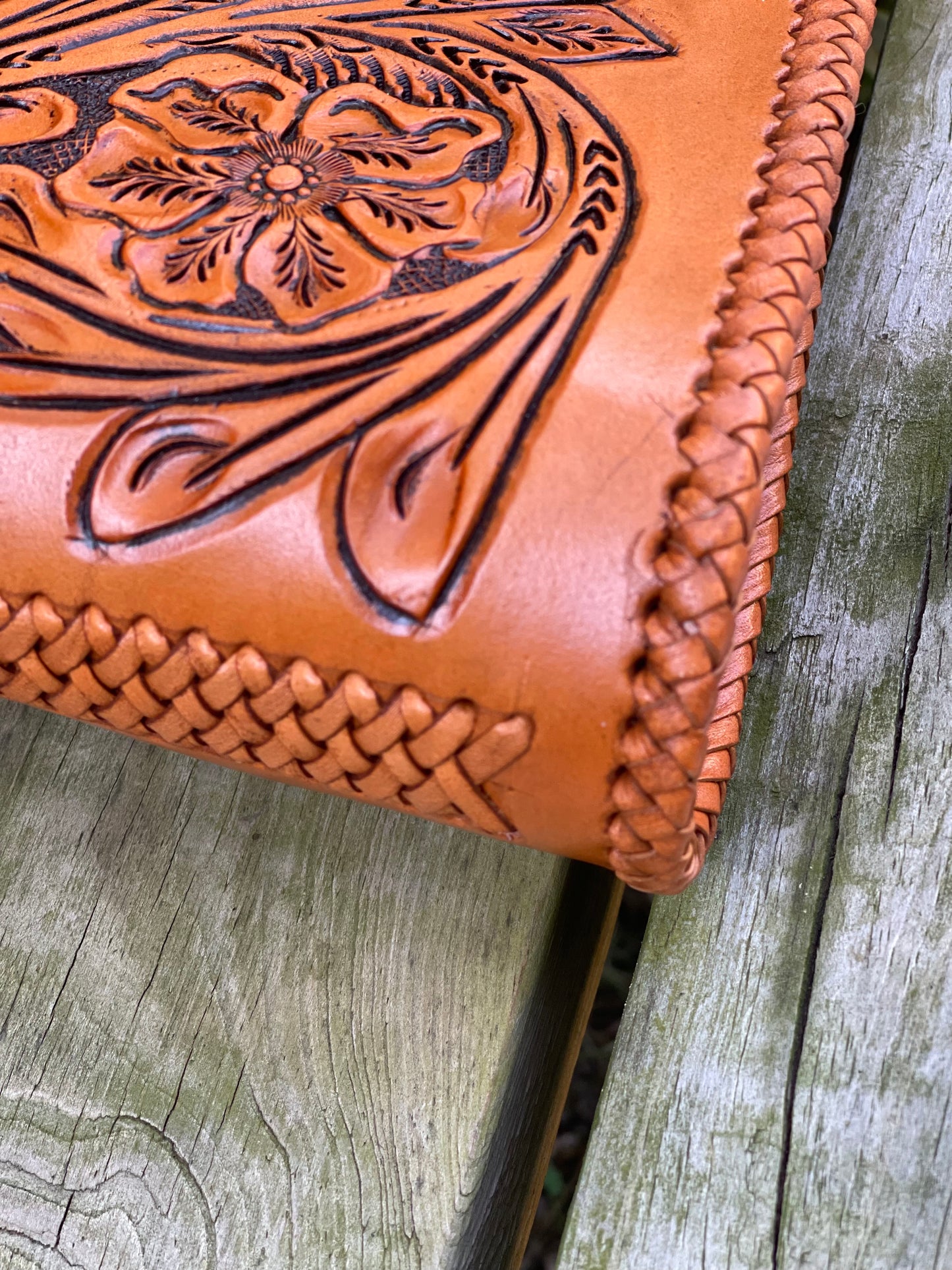 Hand-Tooled Leather Small Clutch, "YENNY" by ALLE - ALLE Handbags