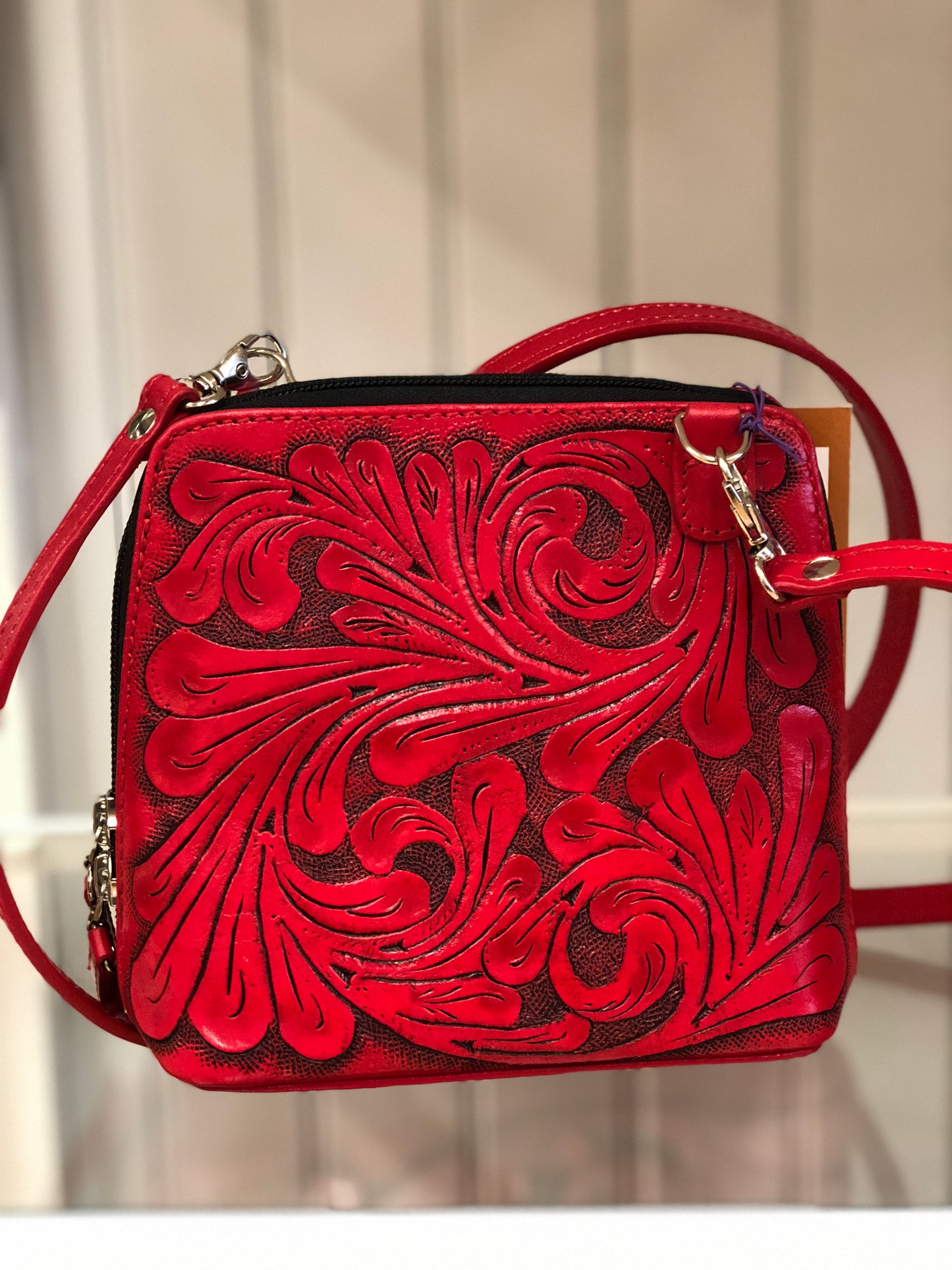 Hand-Tooled Leather Small Crossbody "CATALINA" by ALLE more Colors - ALLE Handbags