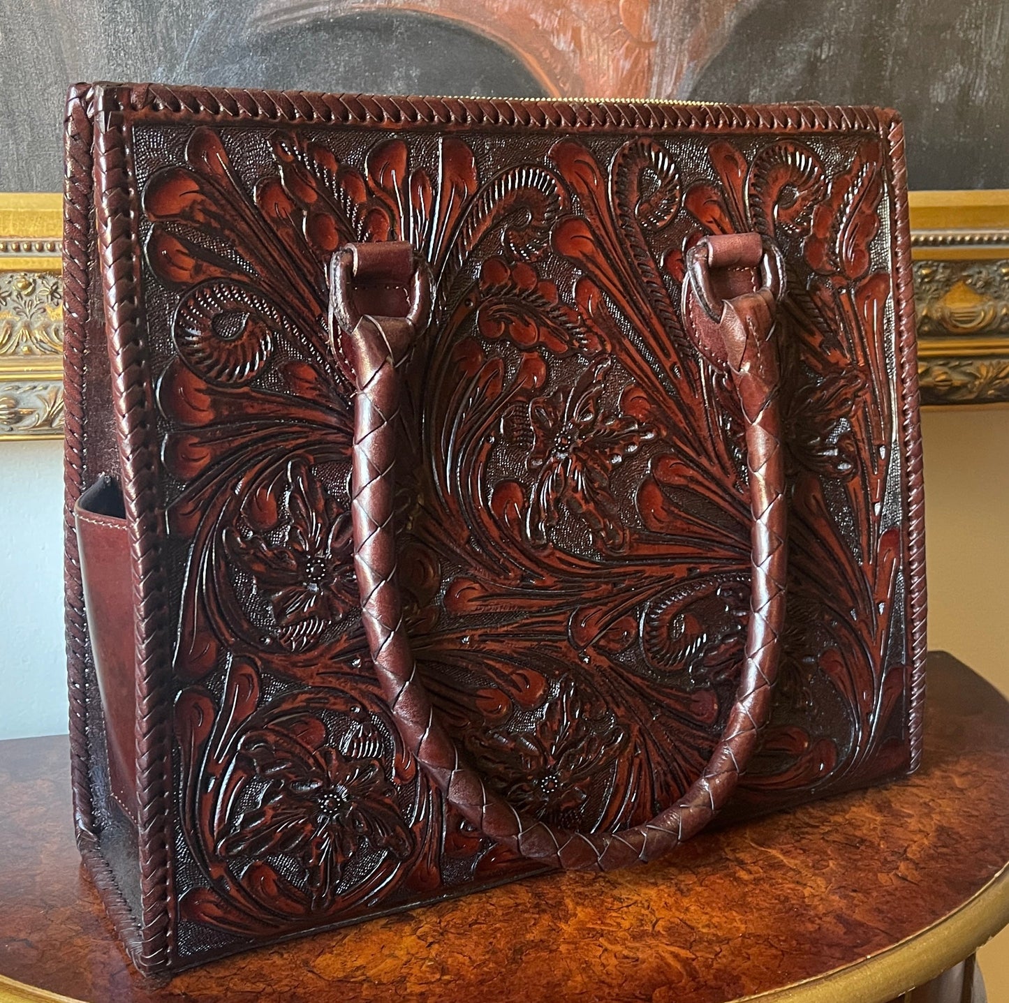 Hand Tooled Leather Large Tote "MARCUS" by ALLE - ALLE Handbags