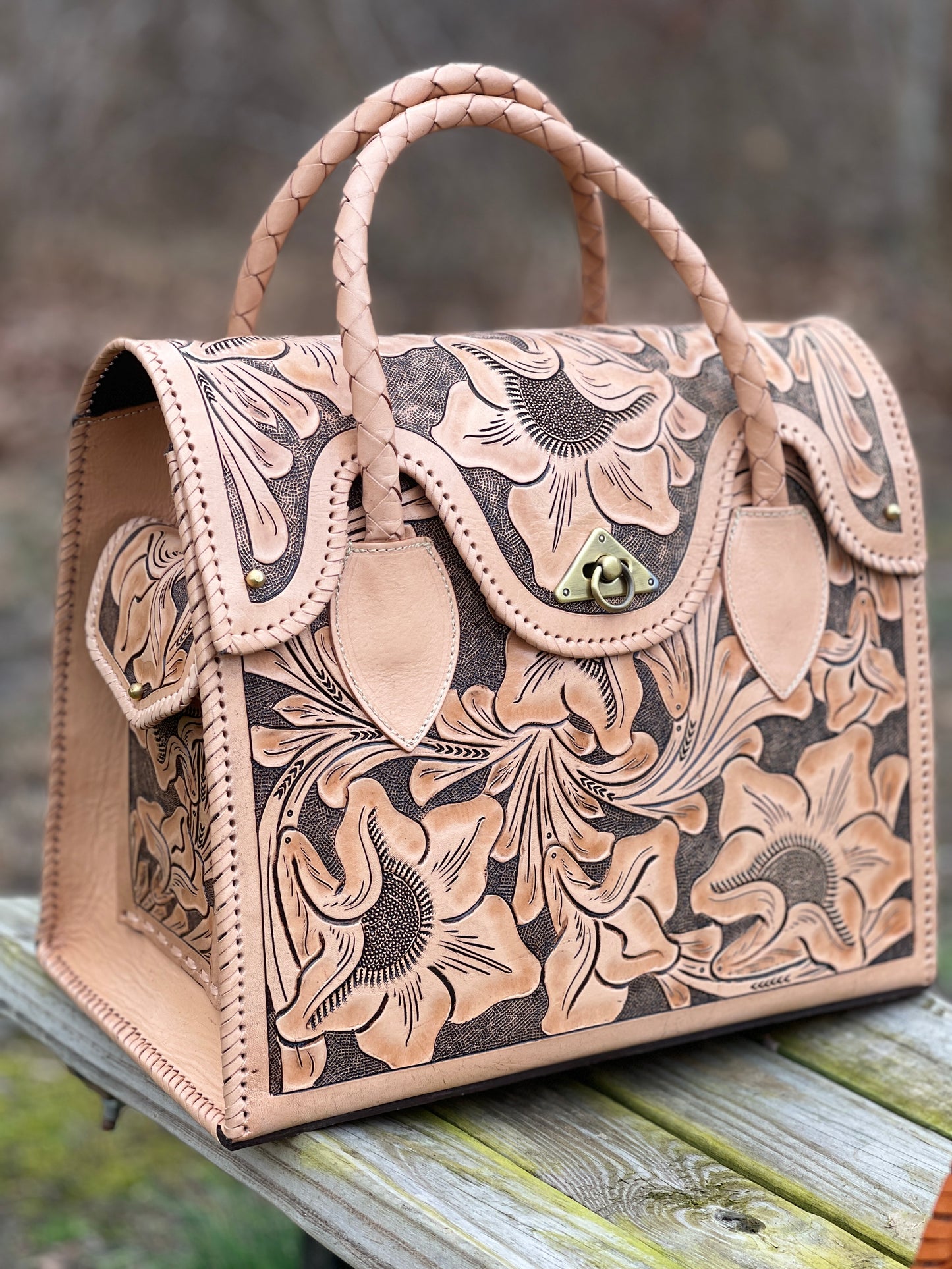 Hand-tooled Leather Small Weekender "ROMMY" by ALLE, Duffel Bag - ALLE Handbags
