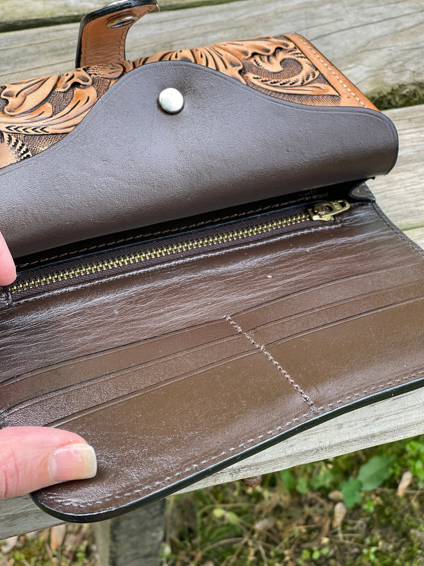 Hand Tooled Leather Wallet, "WALLET BOTON" by ALLE - ALLE Handbags