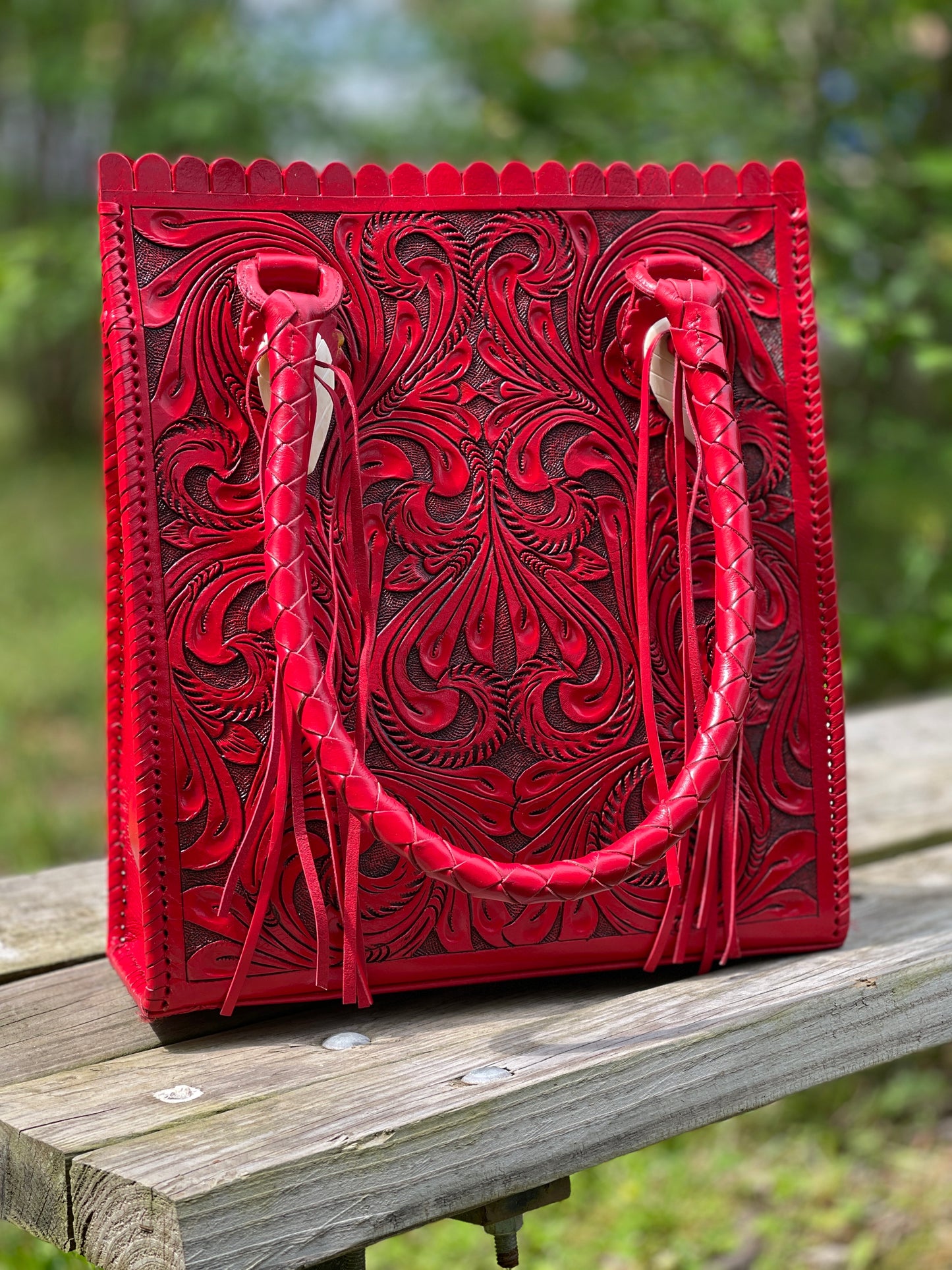 Hand Tooled Leather Tote Bag "CORREAS" by ALLE - ALLE Handbags