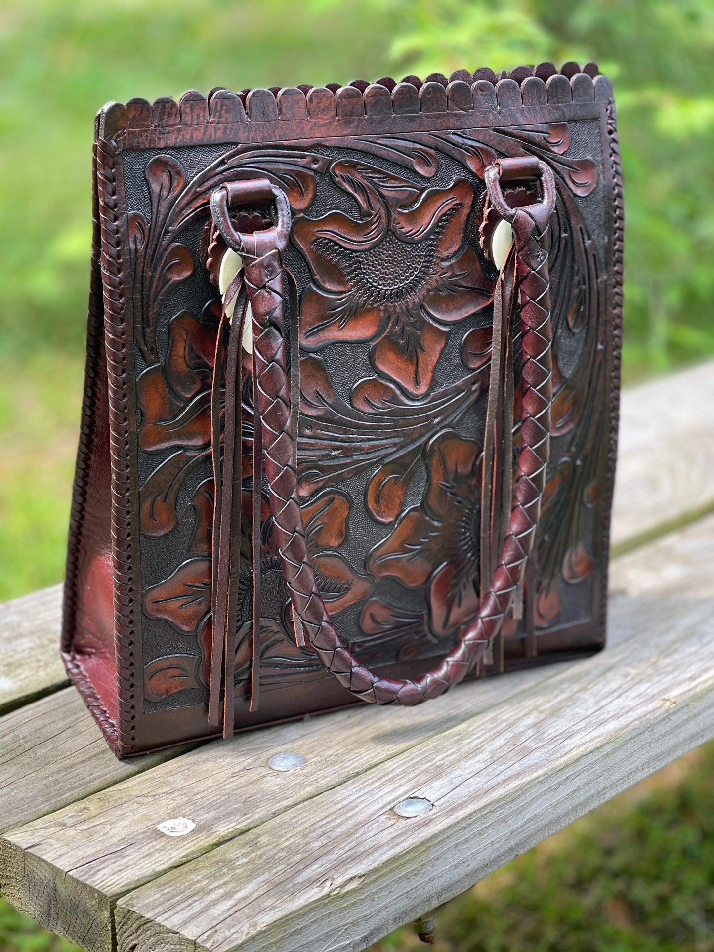 Hand Tooled Leather Tote Bag "CORREAS" by ALLE - ALLE Handbags