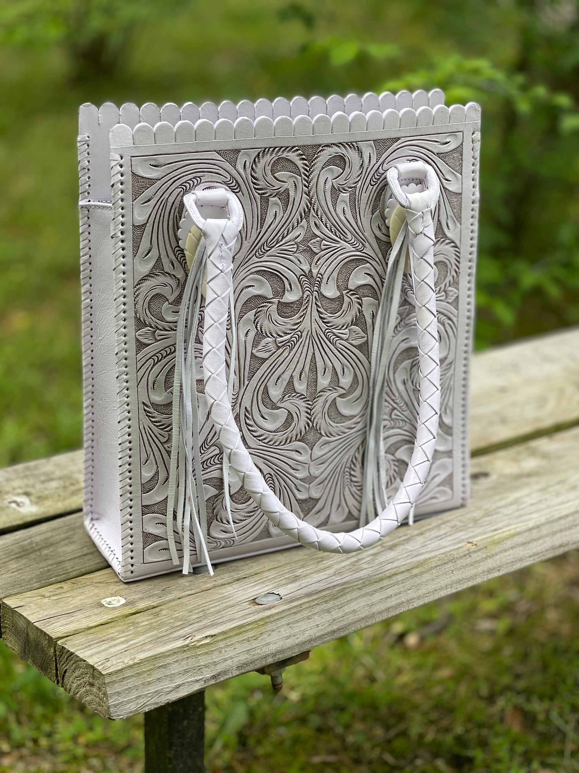 Hand Tooled Leather Tote Bag "CORREAS" by ALLE - ALLE Handbags