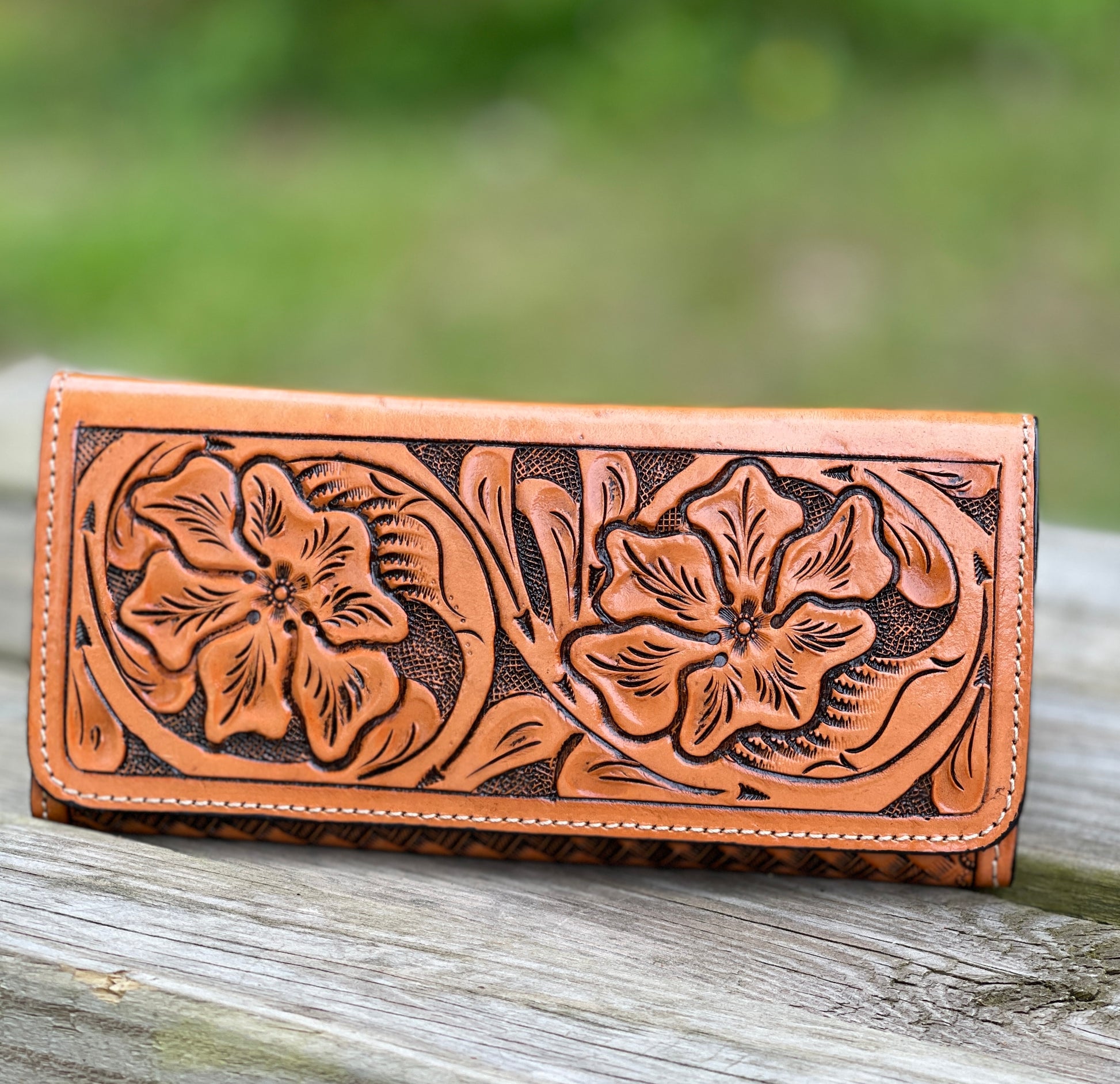 Hand Tooled Leather Wallet, "WALLET" by ALLE - ALLE Handbags