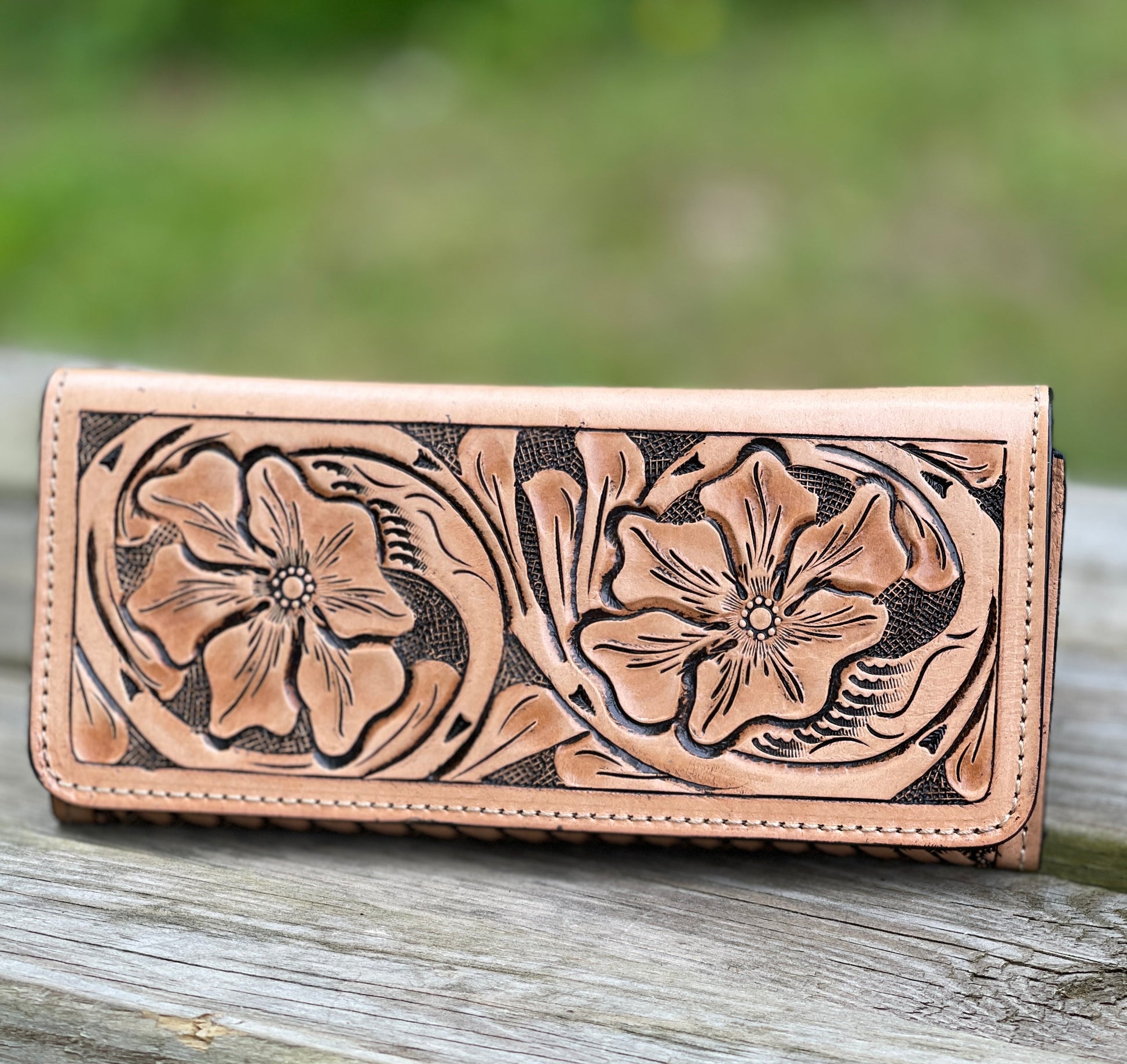 Hand Tooled Leather Wallet, "WALLET" by ALLE - ALLE Handbags