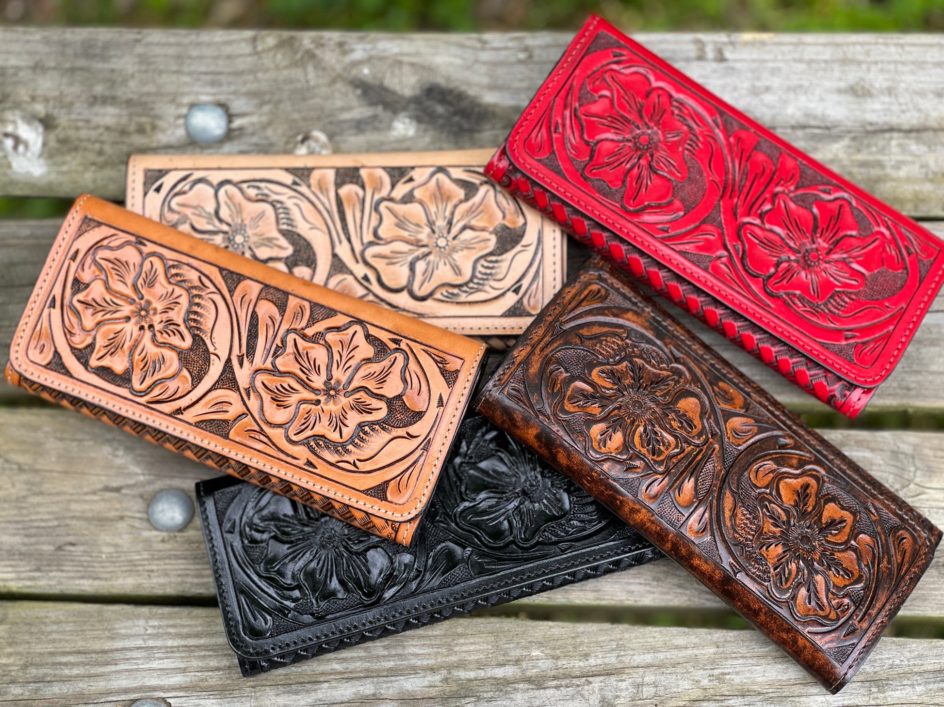 Hand Tooled Leather Wallet, "WALLET" by ALLE - ALLE Handbags