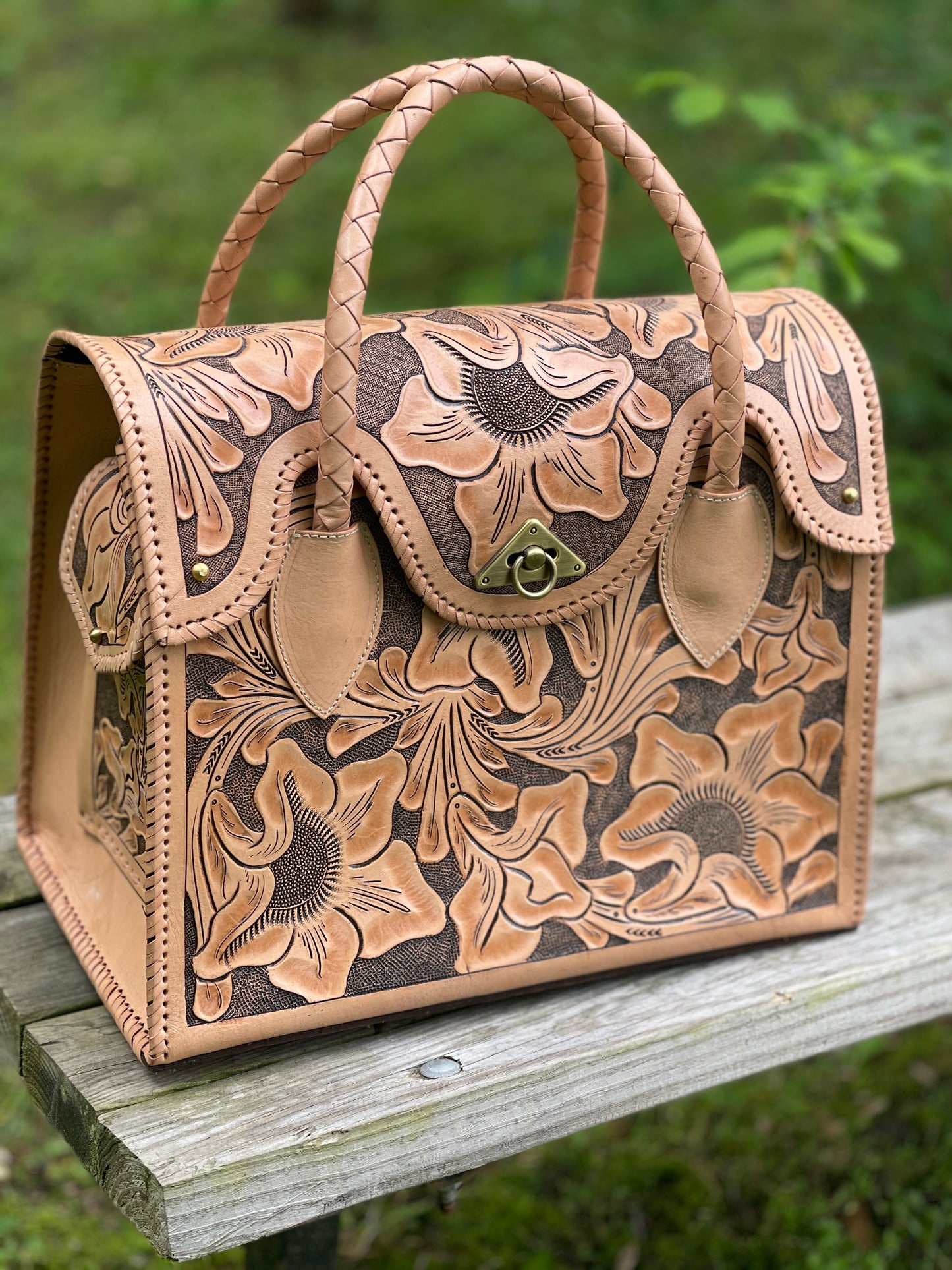 Hand-tooled Leather Small Weekender "ROMMY" by ALLE, Duffel Bag - ALLE Handbags