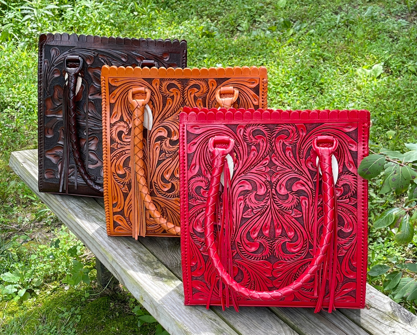 Hand Tooled Leather Tote Bag "CORREAS" by ALLE - ALLE Handbags