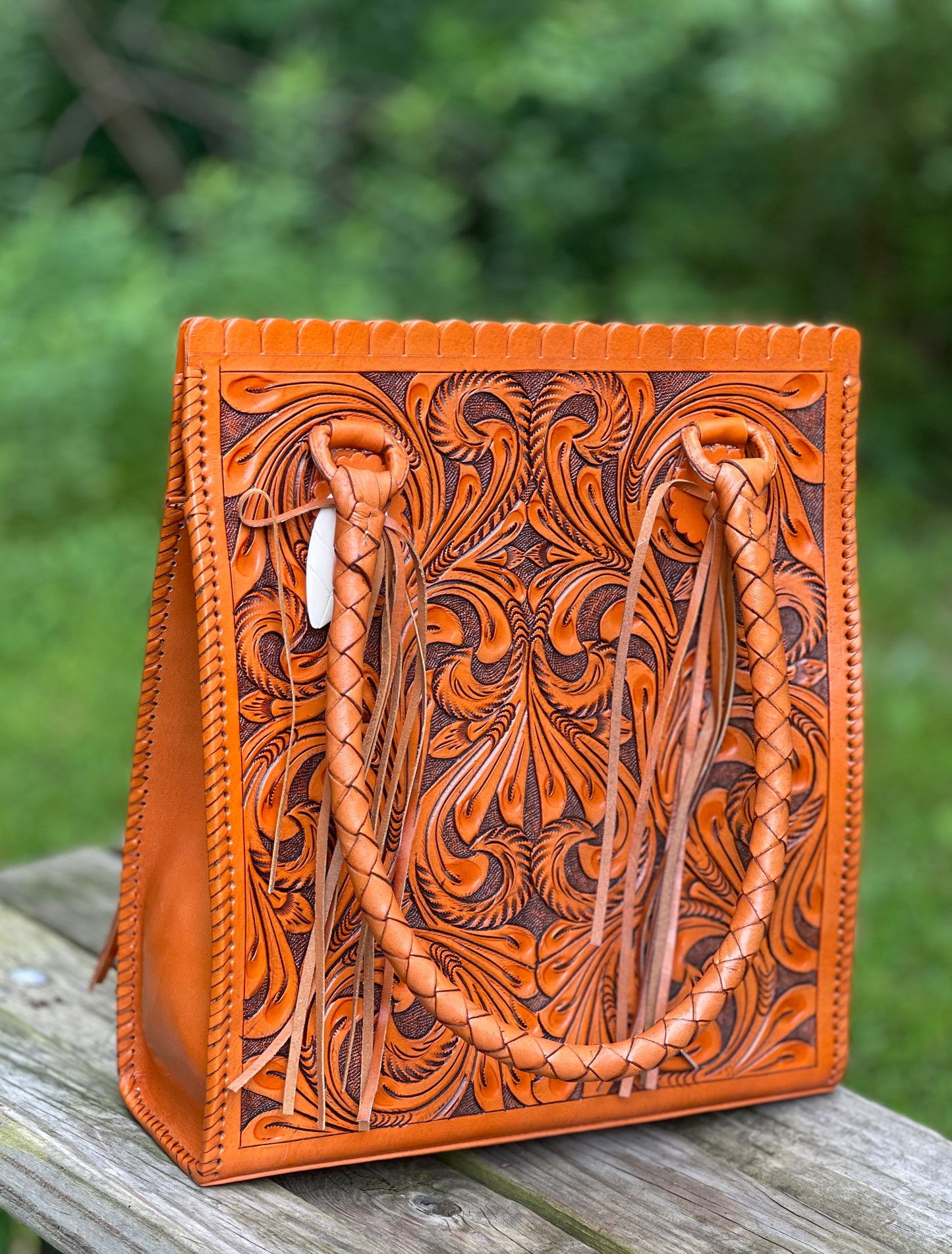 Hand Tooled Leather Tote Bag "CORREAS" by ALLE - ALLE Handbags