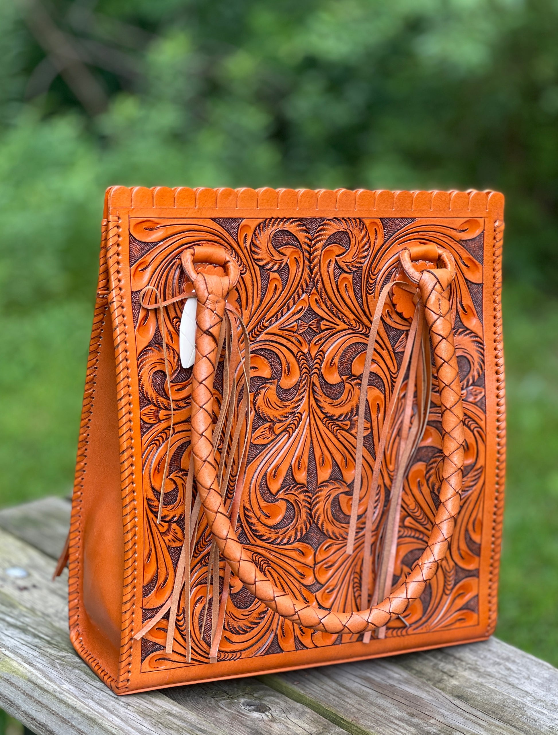 Hand Tooled Leather Tote Bag "CORREAS" by ALLE - ALLE Handbags