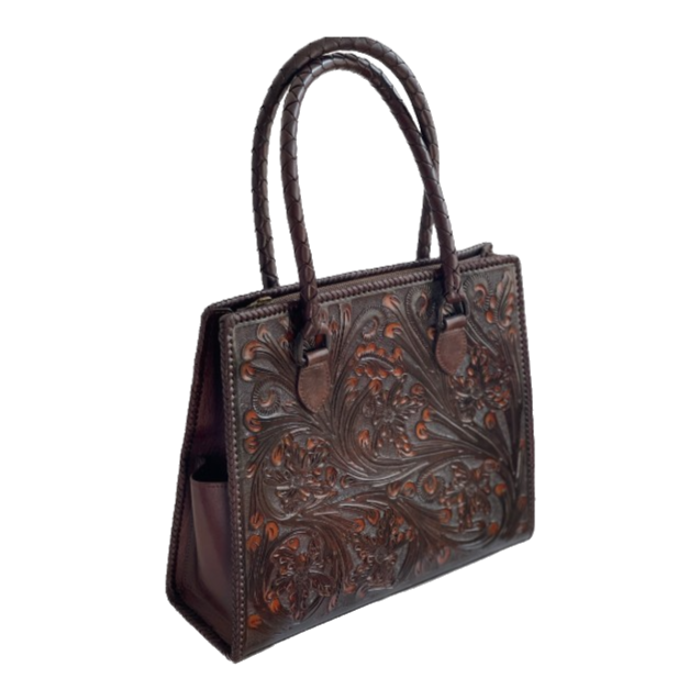 Hand Tooled Leather Large Tote "MARCUS" by ALLE - ALLE Handbags