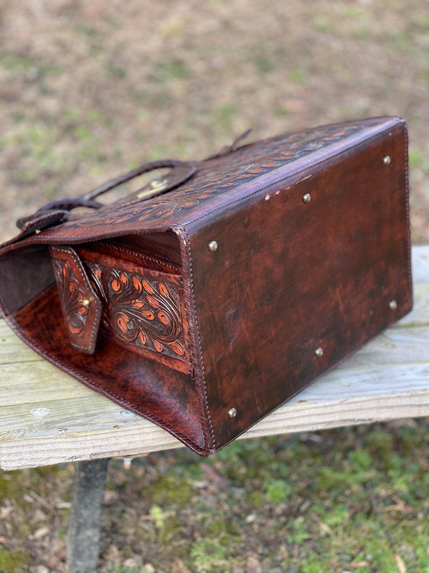 Hand-tooled Leather Small Weekender "ROMMY" by ALLE, Duffel Bag - ALLE Handbags