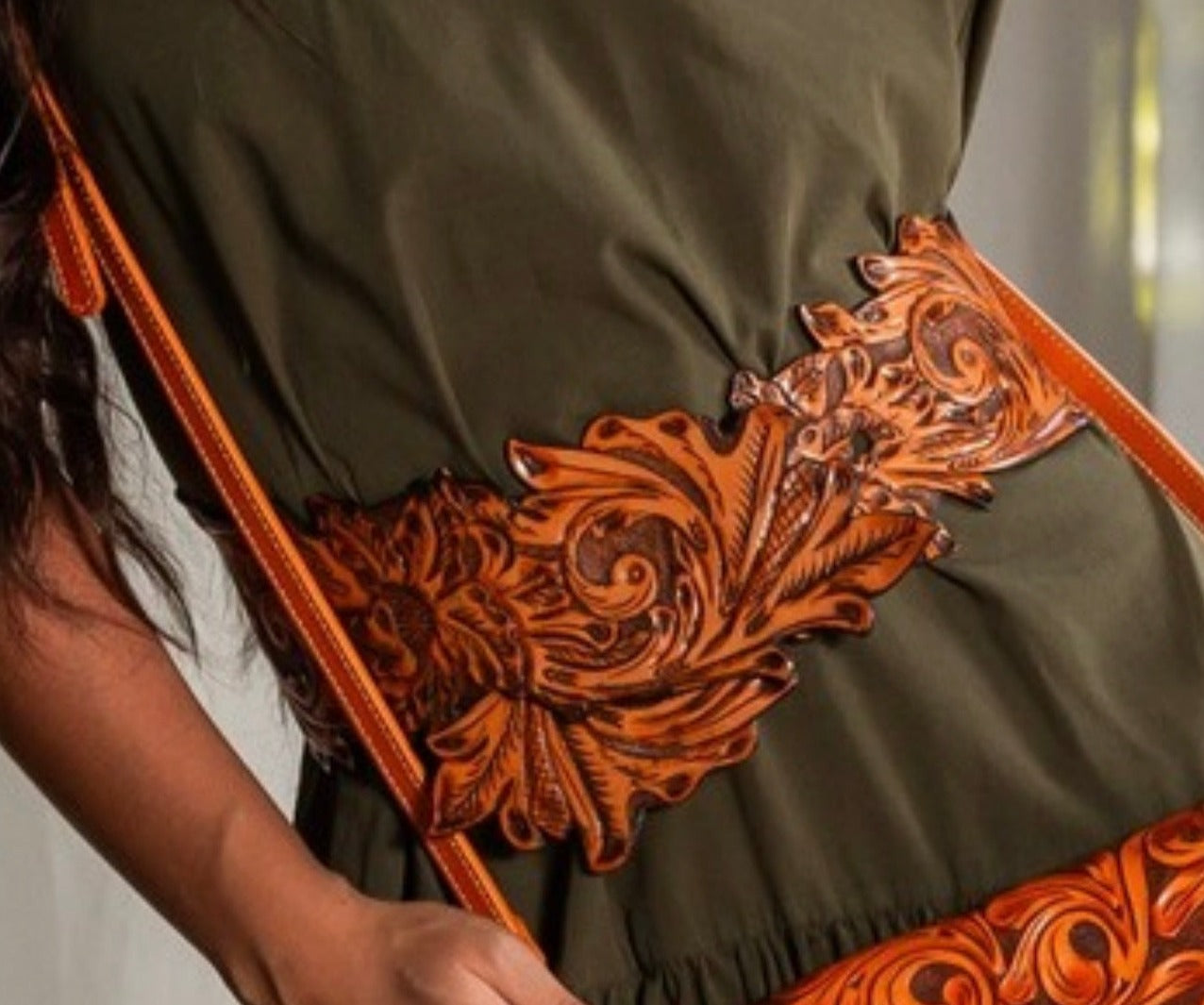 ALLE Artisanal Belt "LAUREN" Hand-tooled leather - ALLE Handbags