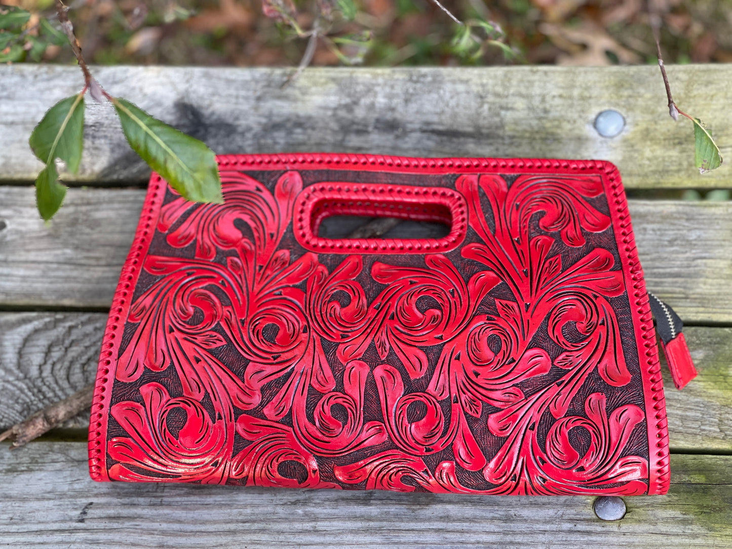 Hand-Tooled Leather Large Clutch Bag "ENVELOPE" by ALLE more Colors - ALLE Handbags