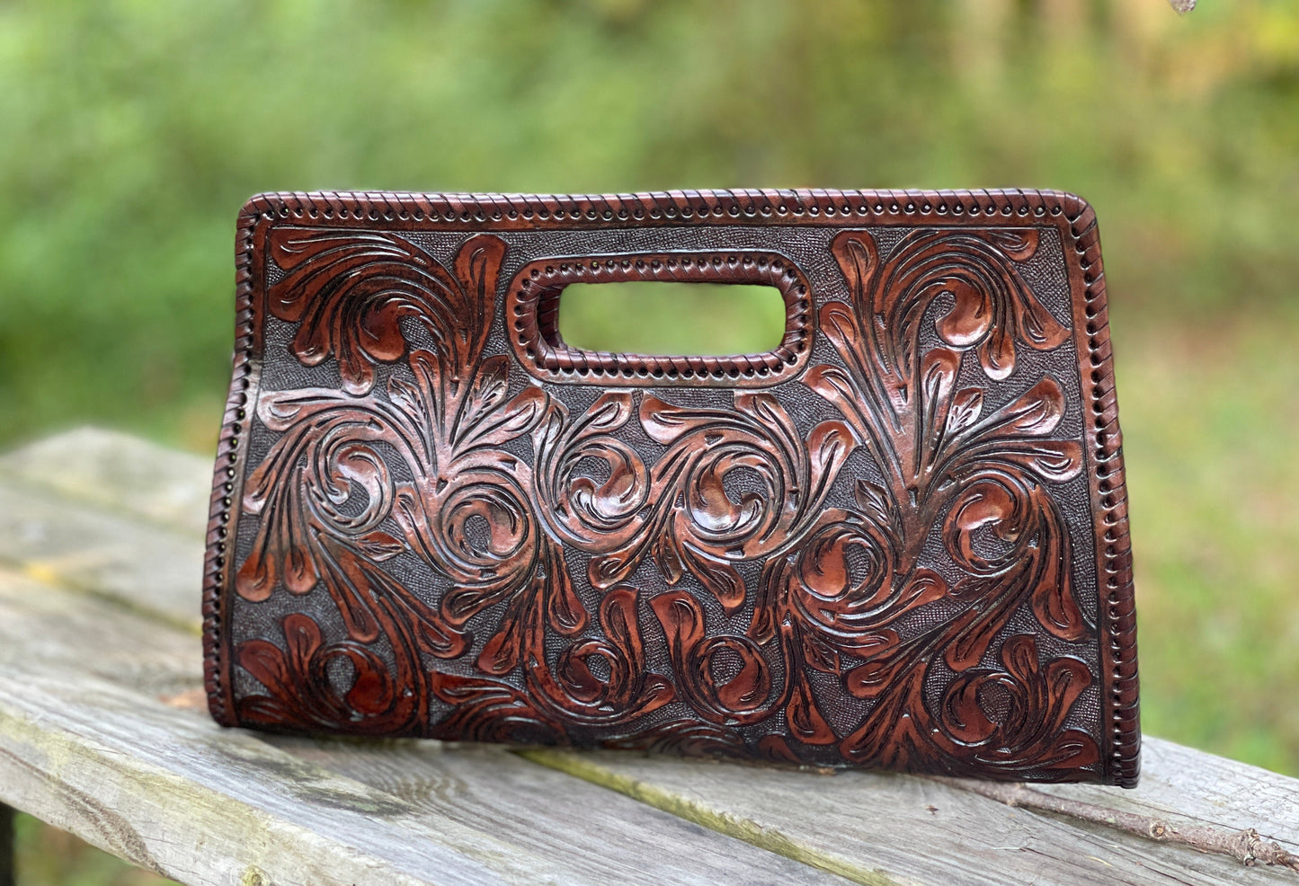 Hand-Tooled Leather Large Clutch Bag "ENVELOPE" by ALLE more Colors - ALLE Handbags