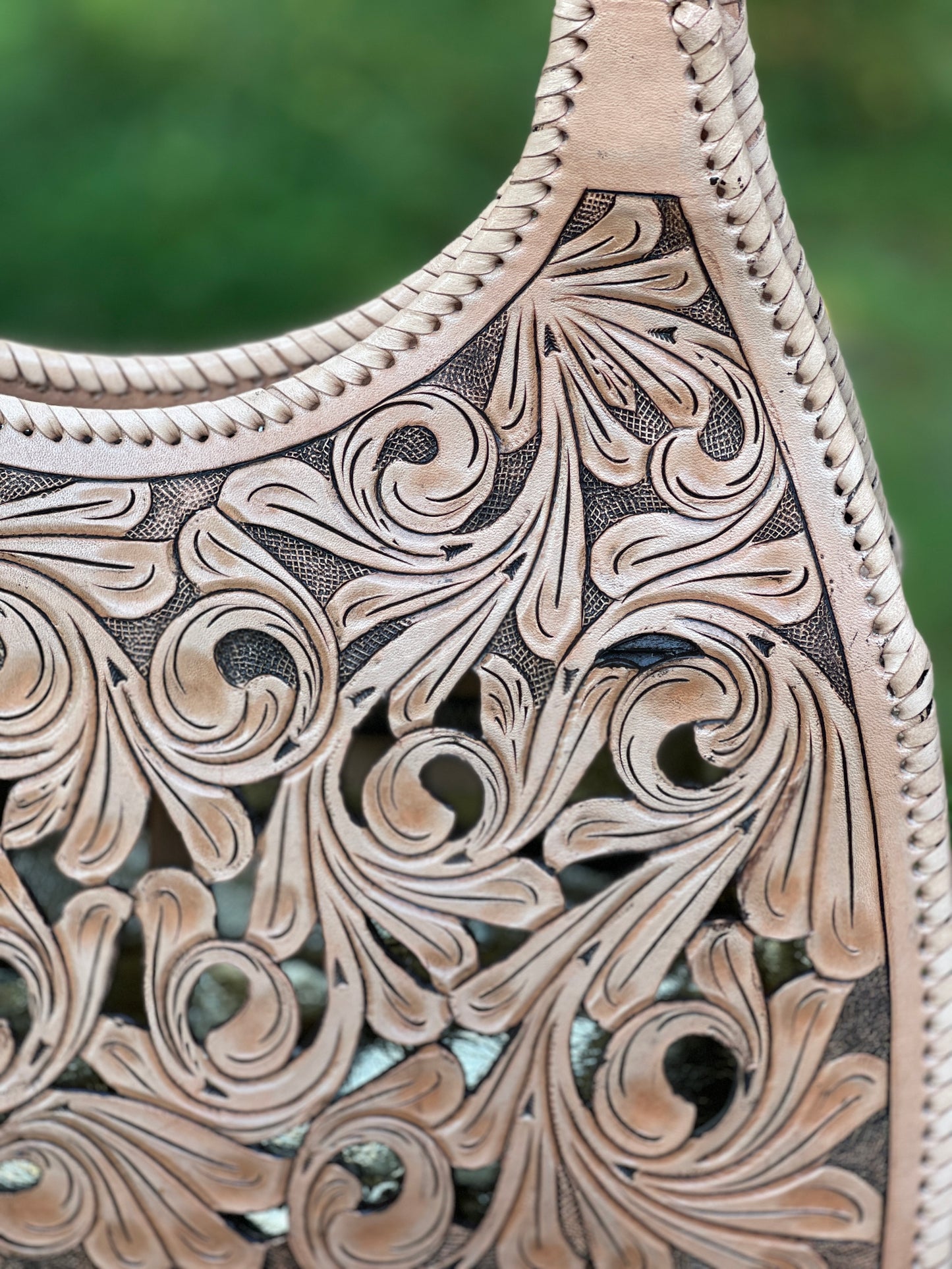 Hand Cut Out Tooling Leather Hobo Bag "LUNA" by ALLE - ALLE Handbags