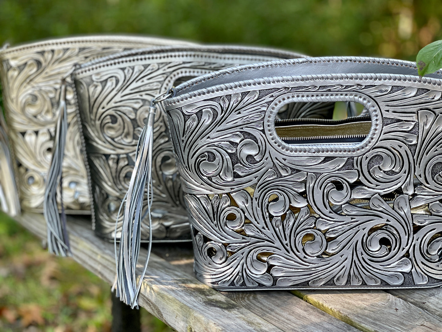 Hand CUT-OUT Tooling Leather Tote "TUBO" by ALLE, more Colors - ALLE Handbags