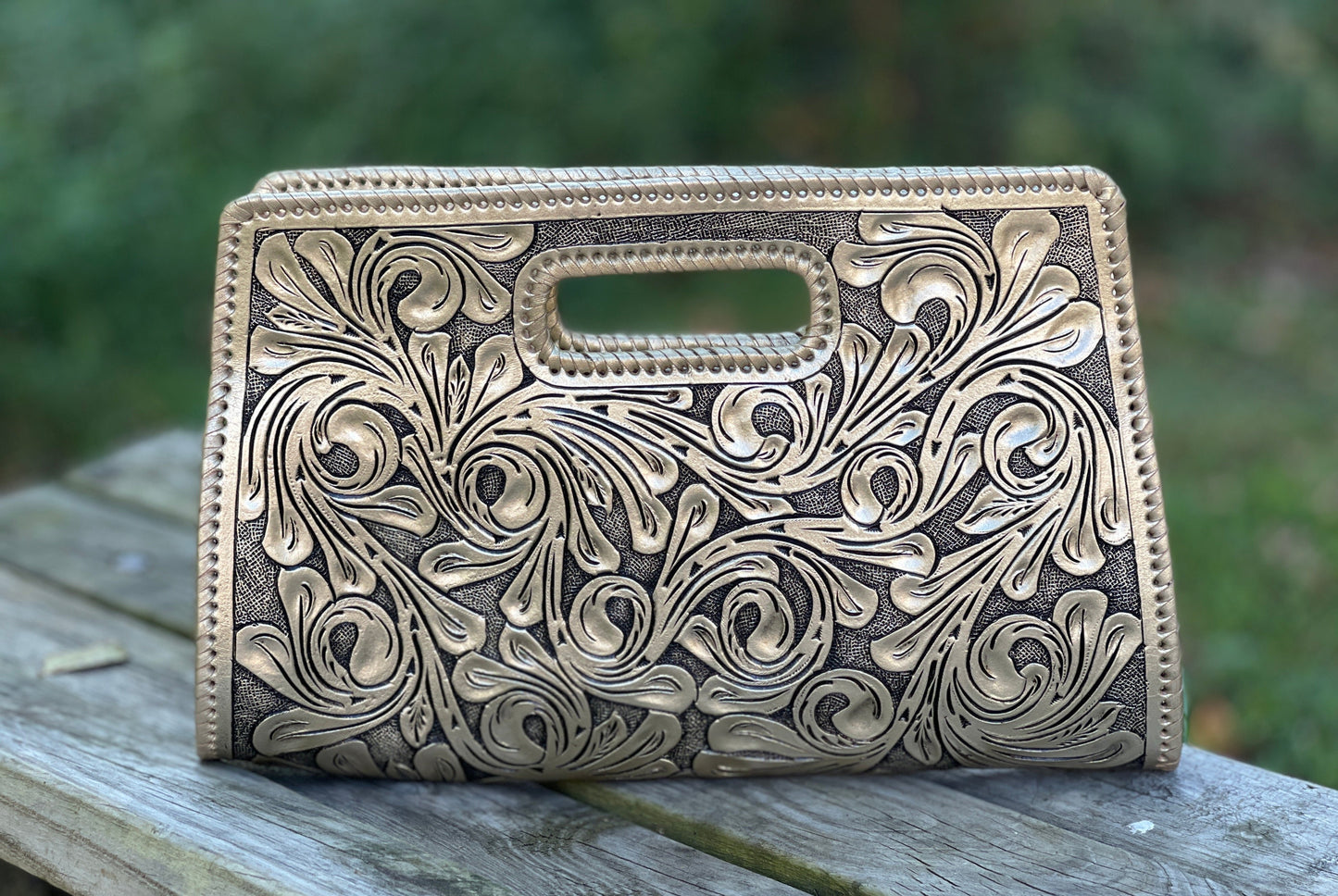 Hand-Tooled Leather Large Clutch Bag "ENVELOPE" by ALLE more Colors - ALLE Handbags