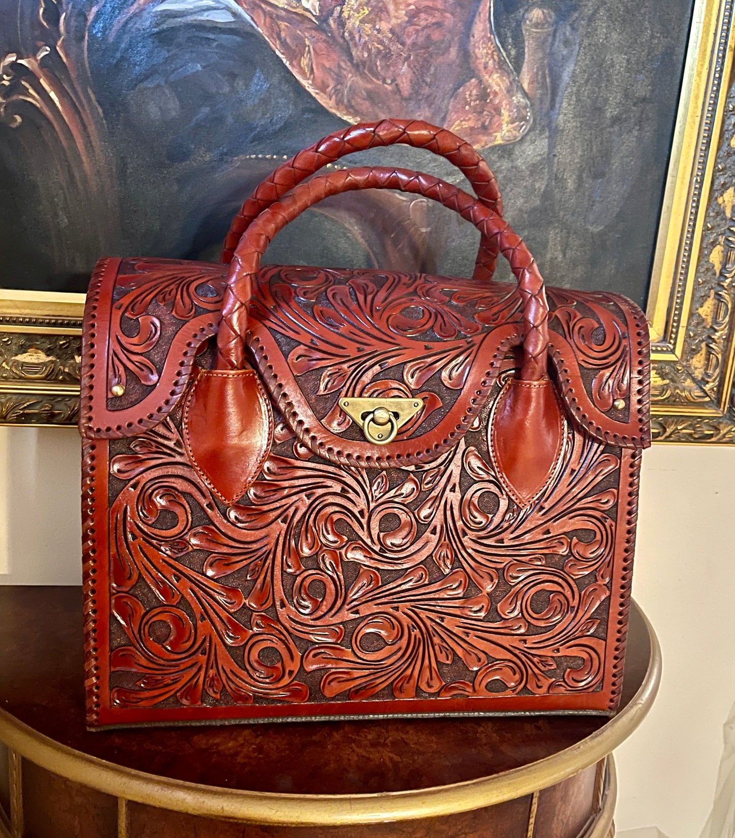 Hand-tooled Leather Small Weekender "ROMMY" by ALLE, Duffel Bag - ALLE Handbags