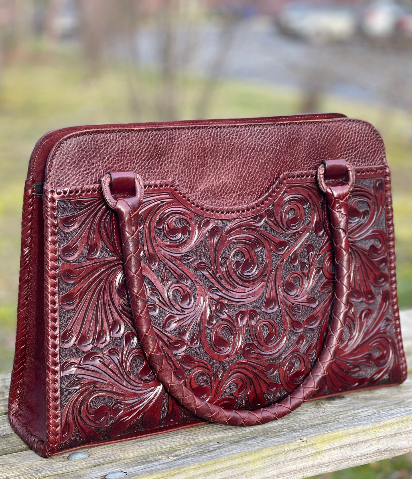 Hand Tooled Leather Large Tote, "BOLSON" by ALLE - ALLE Handbags