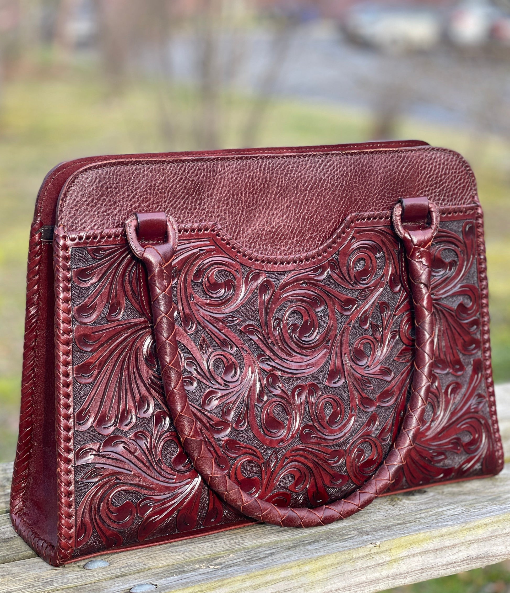 Hand Tooled Leather Large Tote, "BOLSON" by ALLE - ALLE Handbags