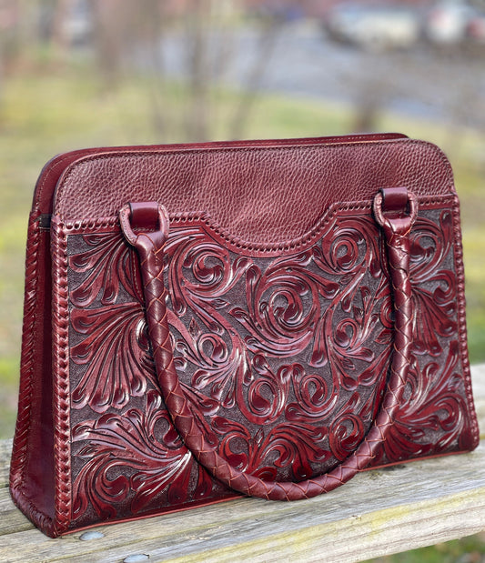 Hand Tooled Leather Large Tote, "BOLSON" by ALLE - ALLE Handbags
