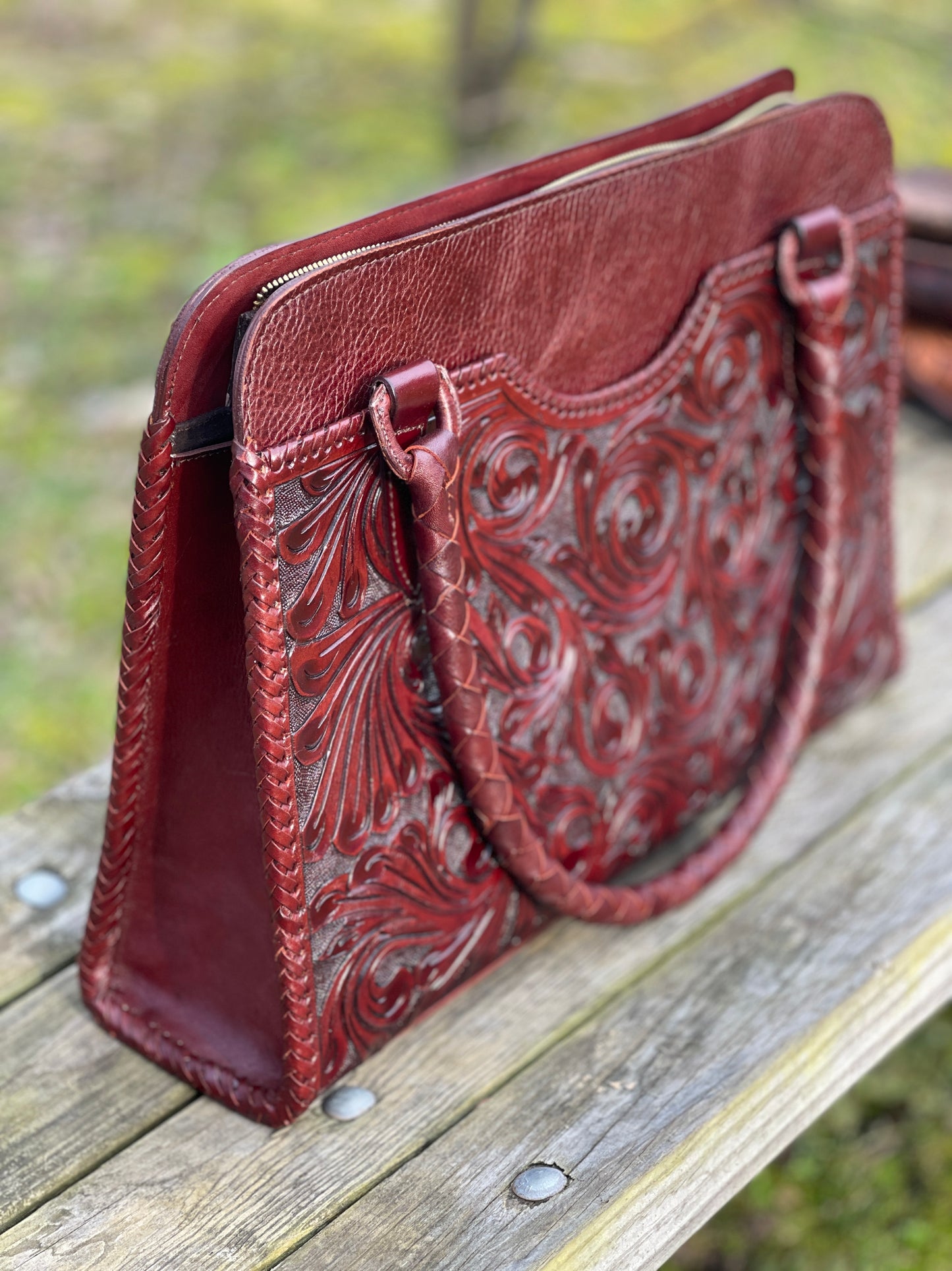 Hand Tooled Leather Large Tote, "BOLSON" by ALLE - ALLE Handbags