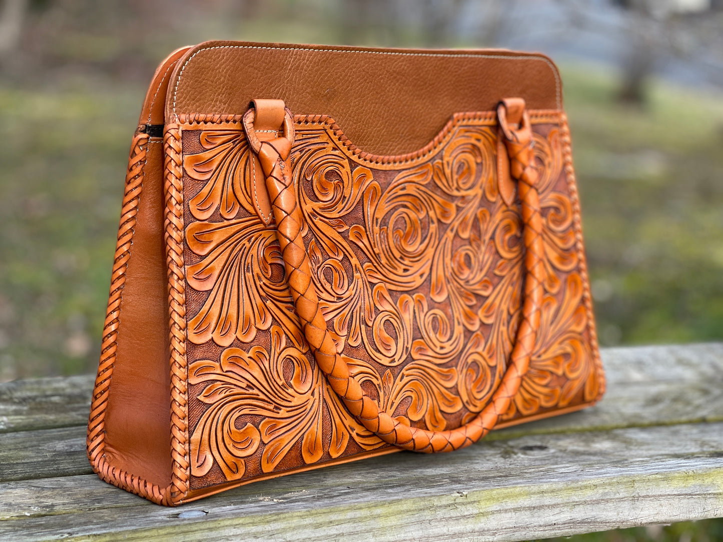 Hand Tooled Leather Large Tote, "BOLSON" by ALLE - ALLE Handbags