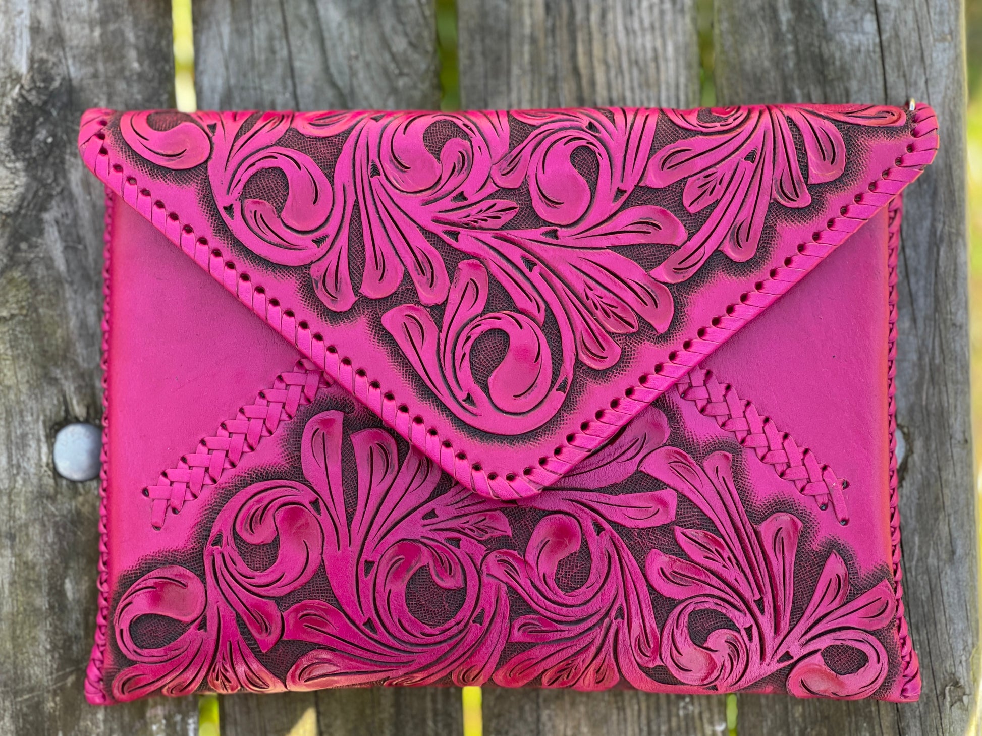 Hand-Tooled Leather Crossbody & Clutch Bag "ITALIA" by ALLE - ALLE Handbags
