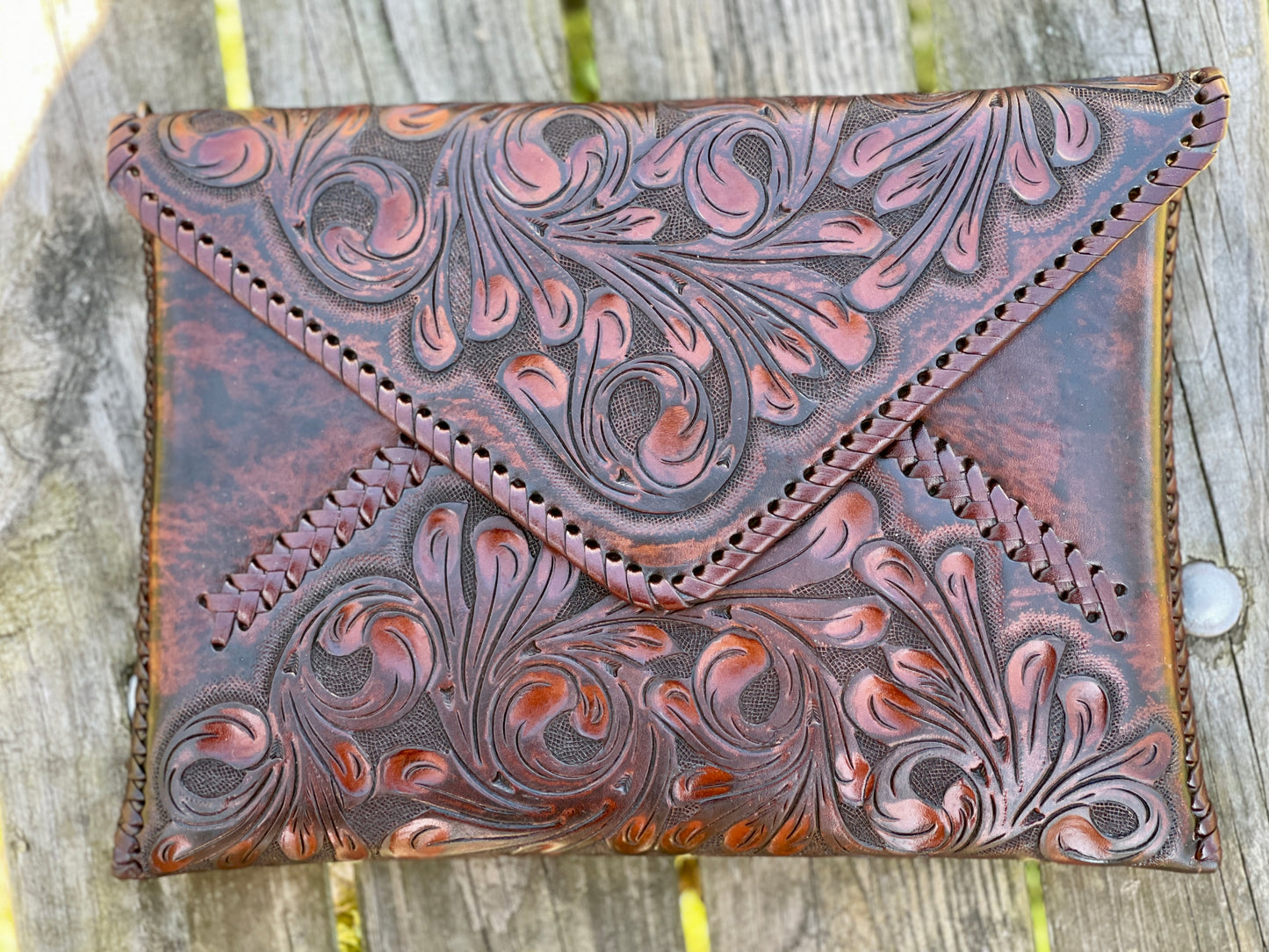 Hand-Tooled Leather Crossbody & Clutch Bag "ITALIA" by ALLE - ALLE Handbags