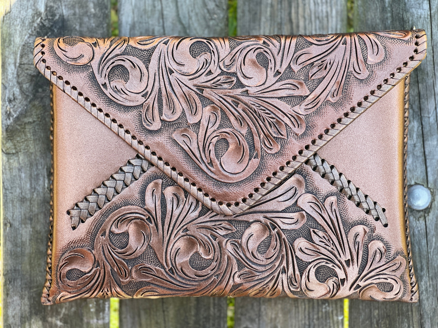 Hand-Tooled Leather Crossbody & Clutch Bag "ITALIA" by ALLE - ALLE Handbags