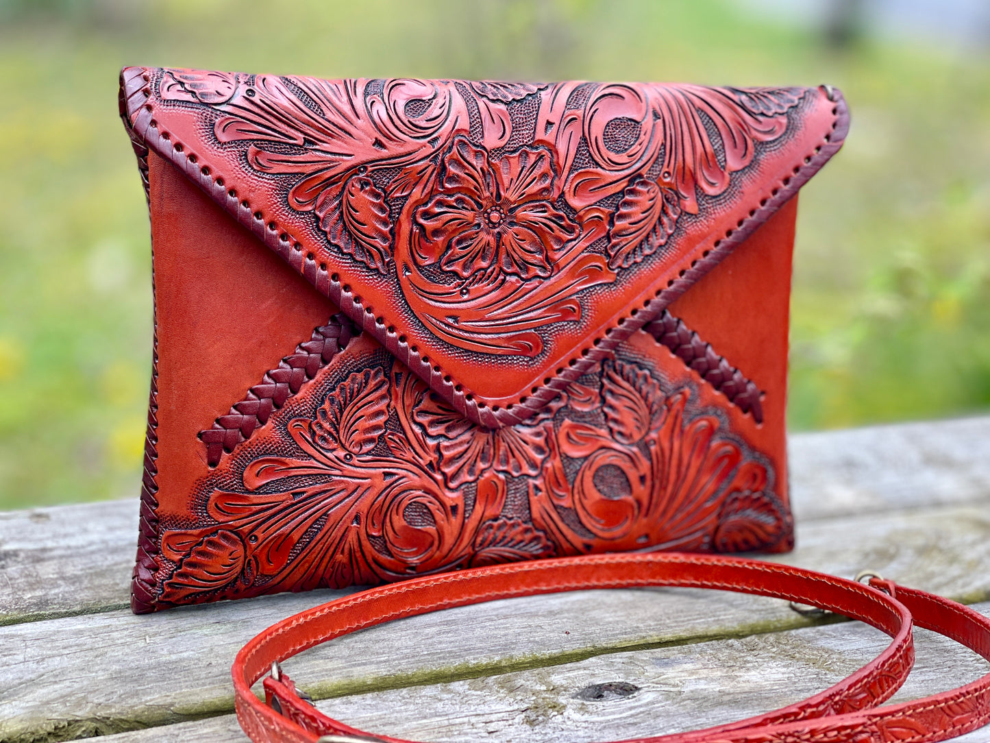 Hand-Tooled Leather Crossbody & Clutch Bag "ITALIA" by ALLE - ALLE Handbags