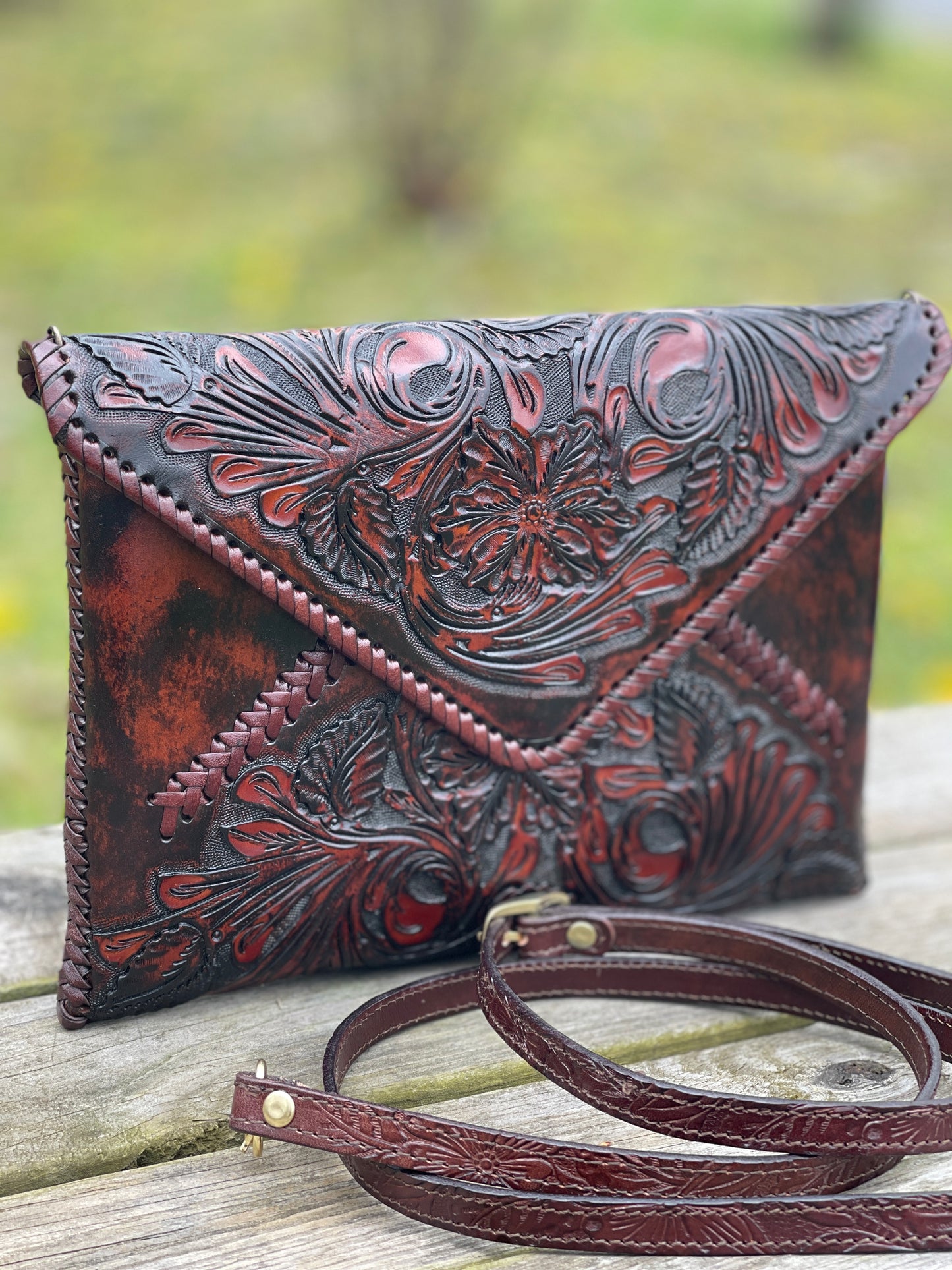 Hand-Tooled Leather Crossbody & Clutch Bag "ITALIA" by ALLE - ALLE Handbags