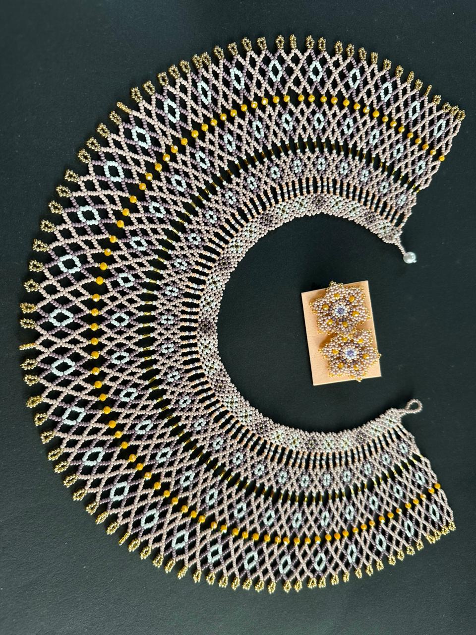 Handmade Beadwork Tribal Necklace & Earrings Set "AIRE" - Limited Edition