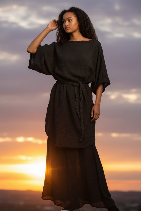 Handmade Cotton Set of Maxi Skirt & Blouse "SONIA"