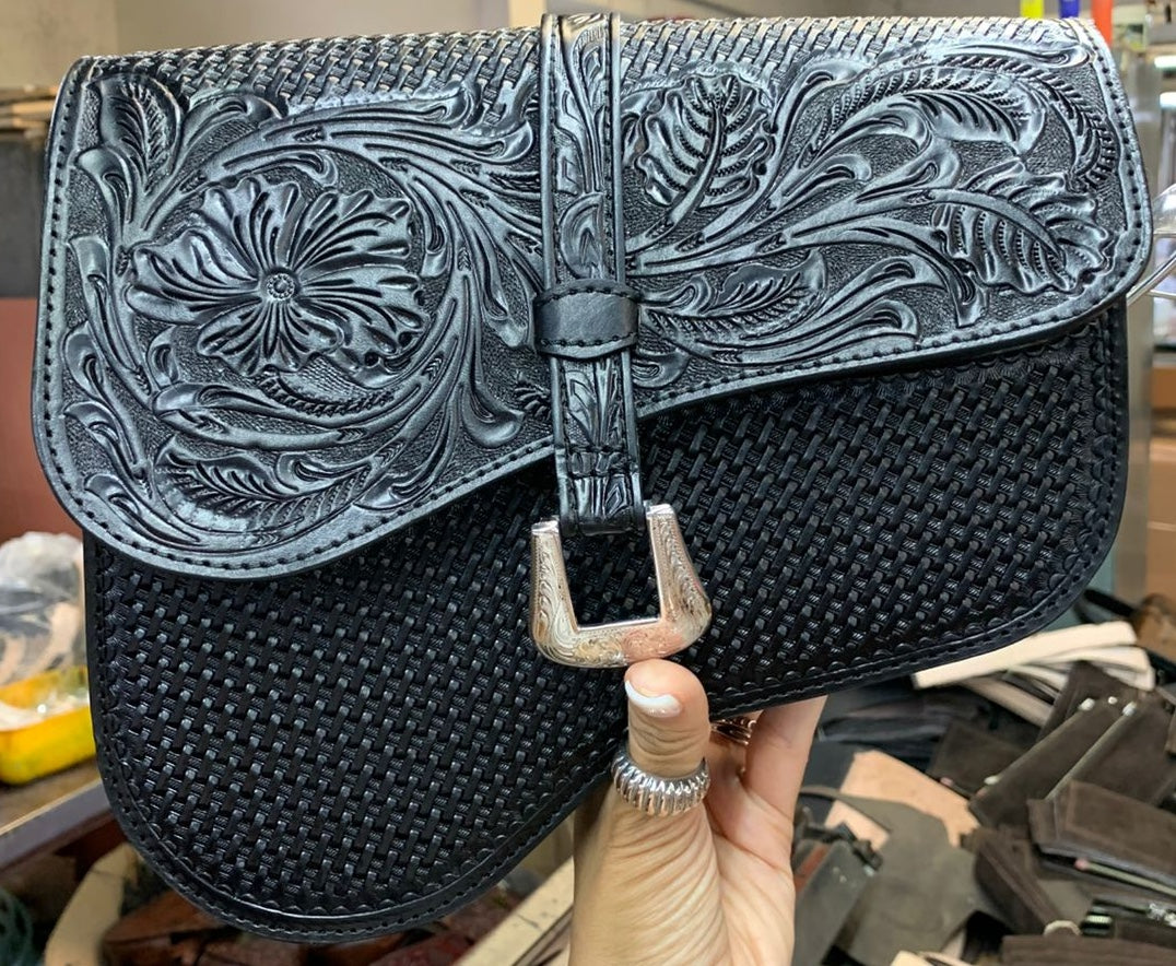 Genuine Hand-tooled leather Saddle Bag "KELLY"