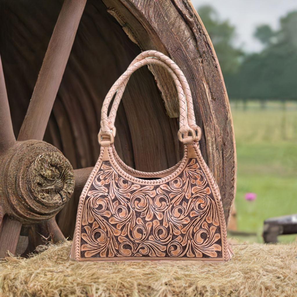 ALLE Hand-Tooled Leather Hobo Bag "LUNA" more Colors - ALLE Handbags