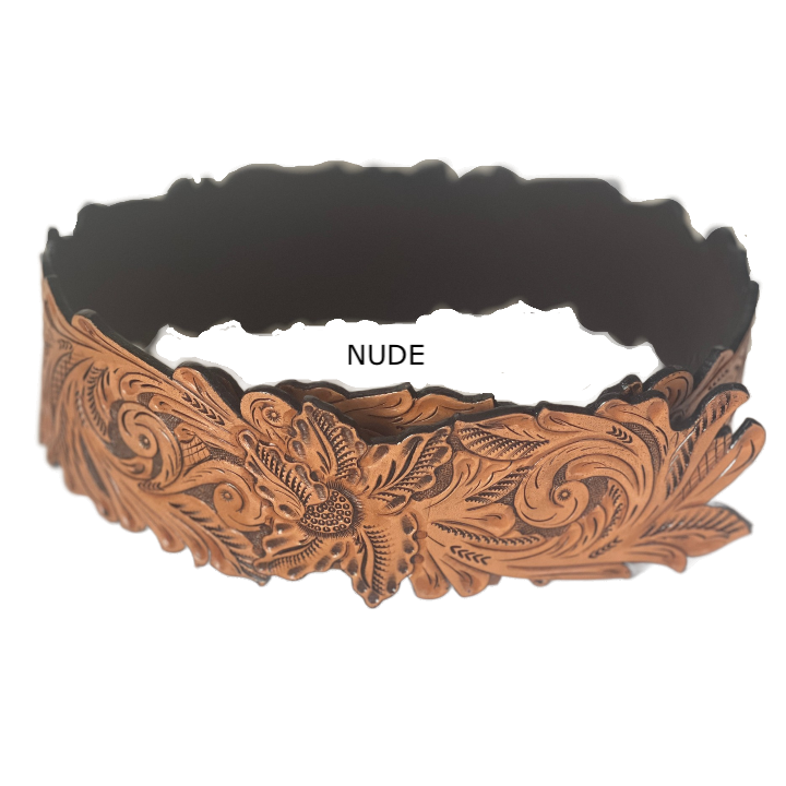 ALLE Artisanal Belt "LAUREN" Hand-tooled leather - ALLE Handbags